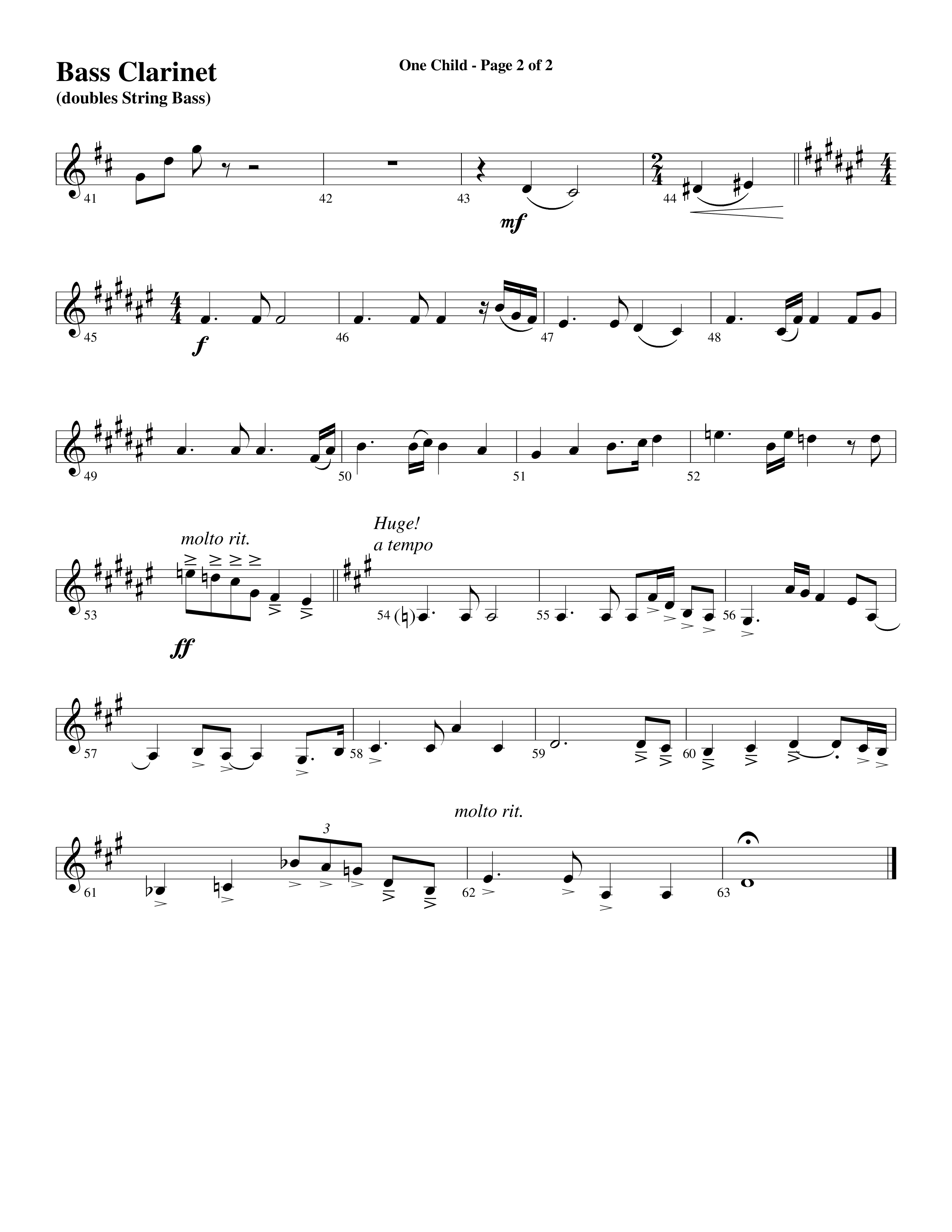 One Child Bass Clarinet (Word Music Choral / Arr. Mark McClure / Orch. Carl Marsh)