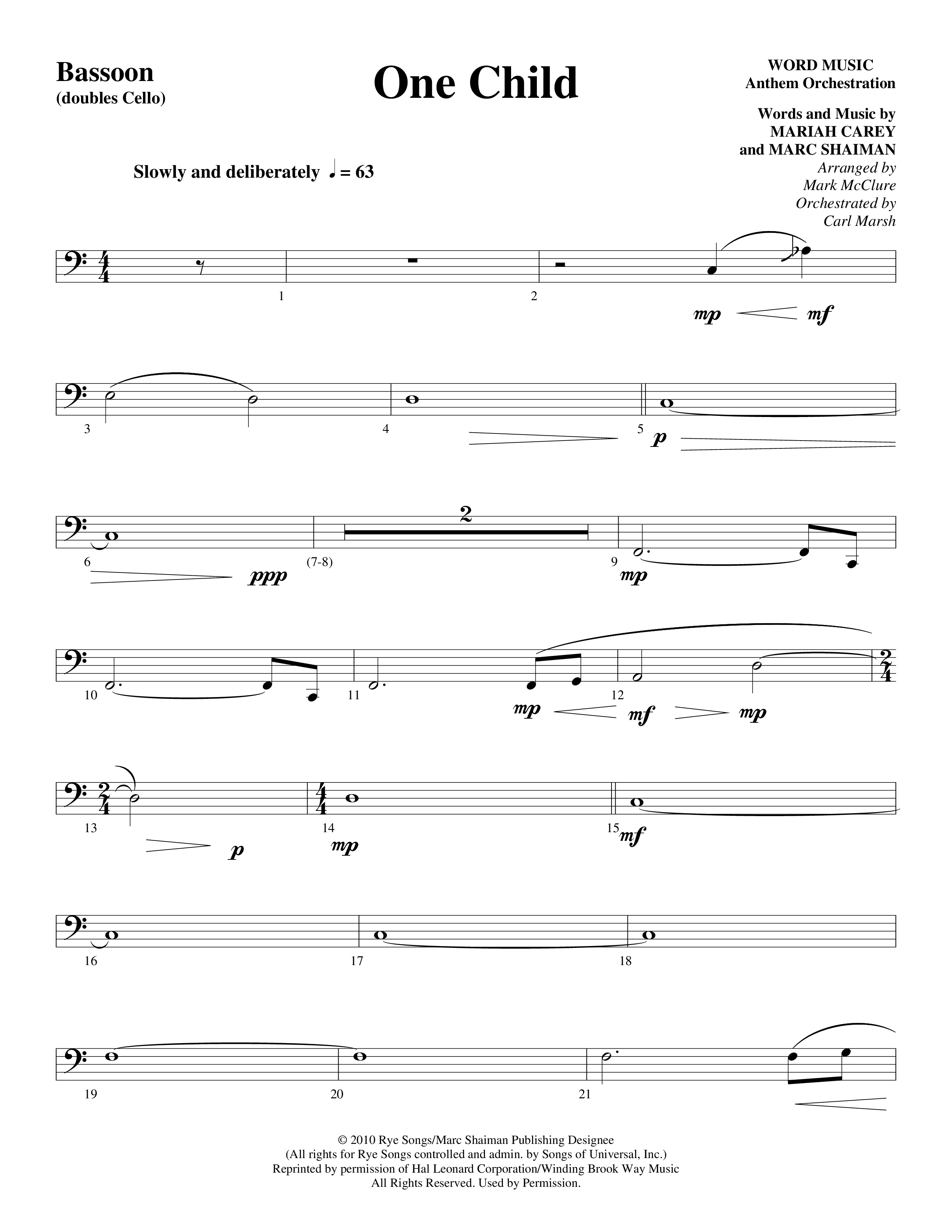 One Child Bassoon (Word Music Choral / Arr. Mark McClure / Orch. Carl Marsh)