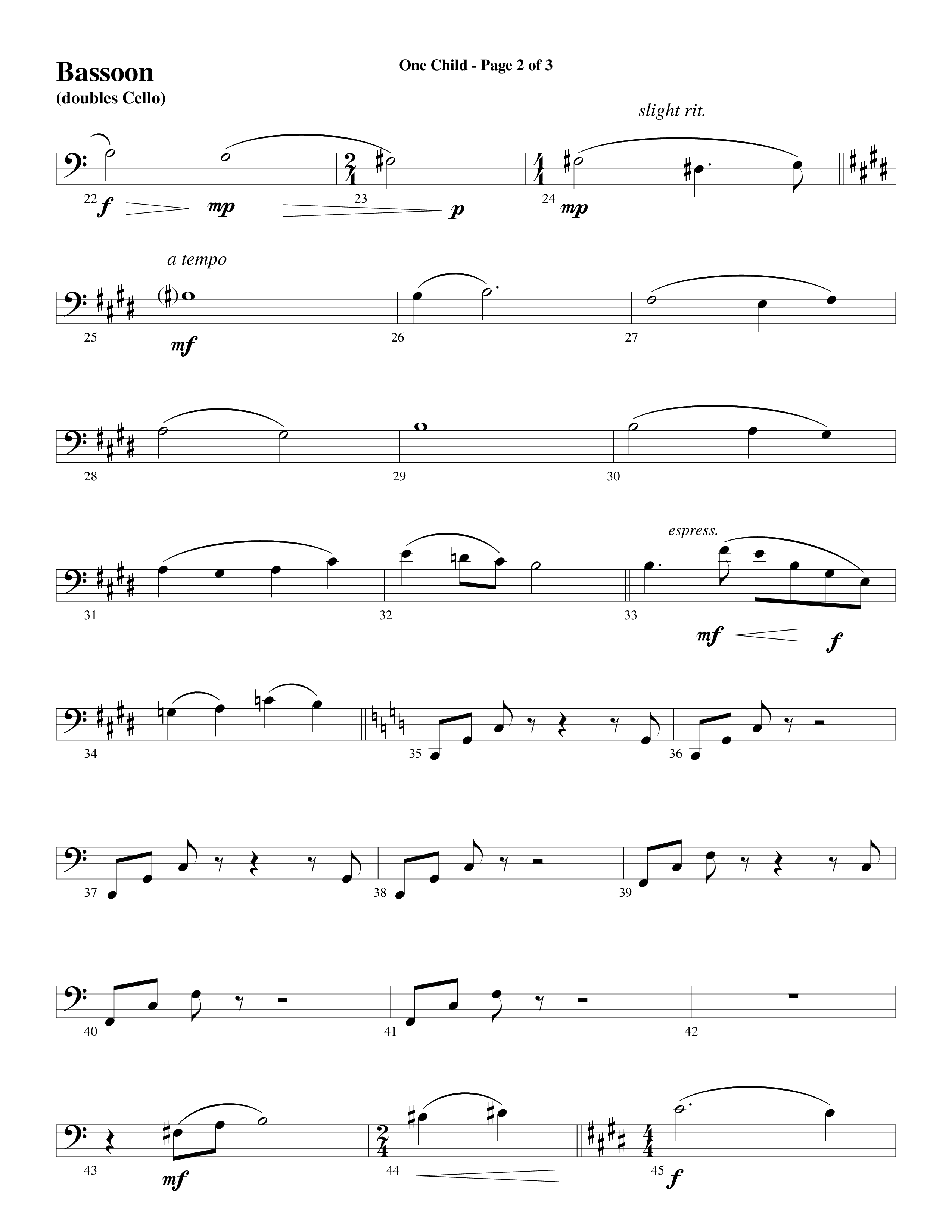 One Child Bassoon (Word Music Choral / Arr. Mark McClure / Orch. Carl Marsh)