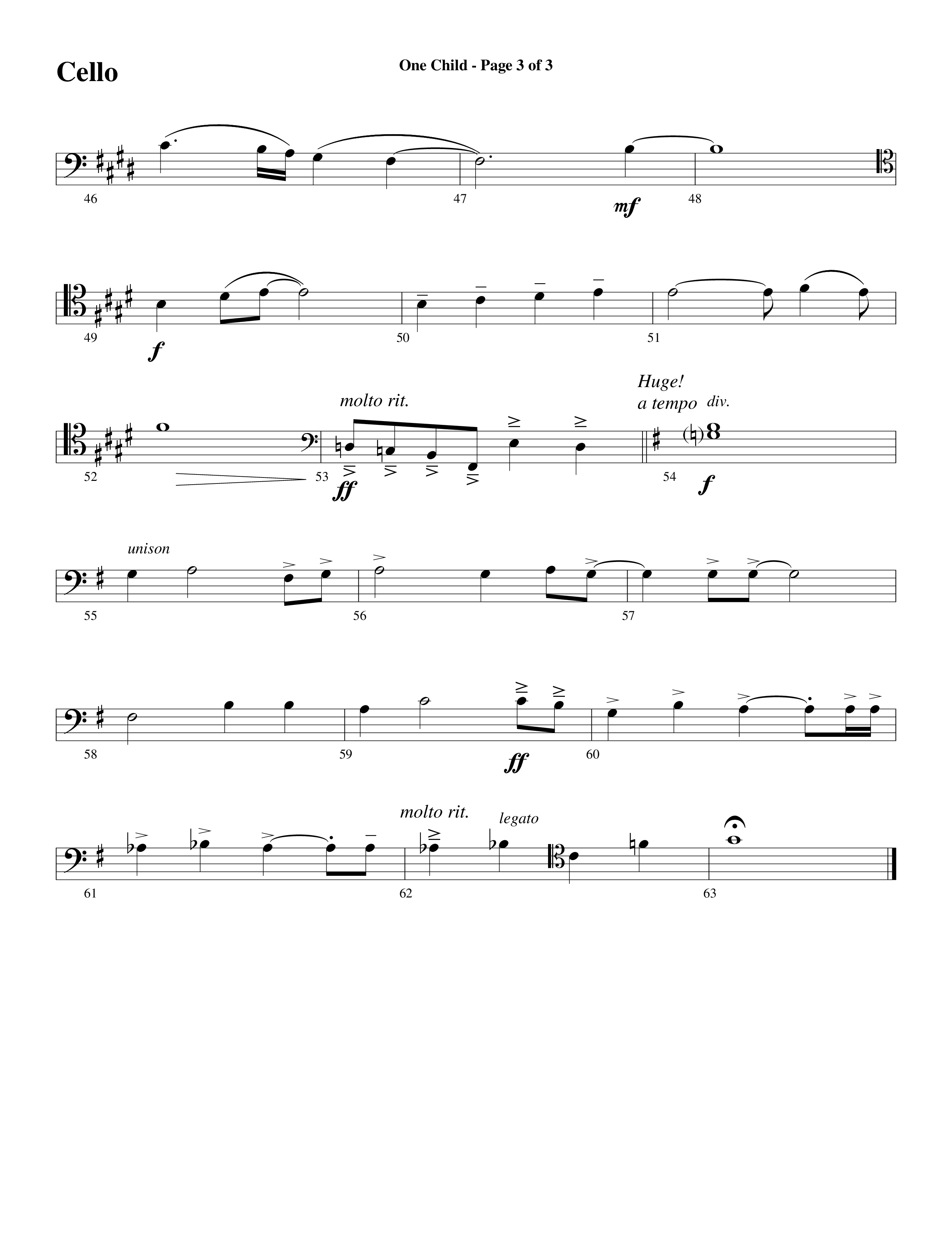 One Child Cello (Word Music Choral / Arr. Mark McClure / Orch. Carl Marsh)