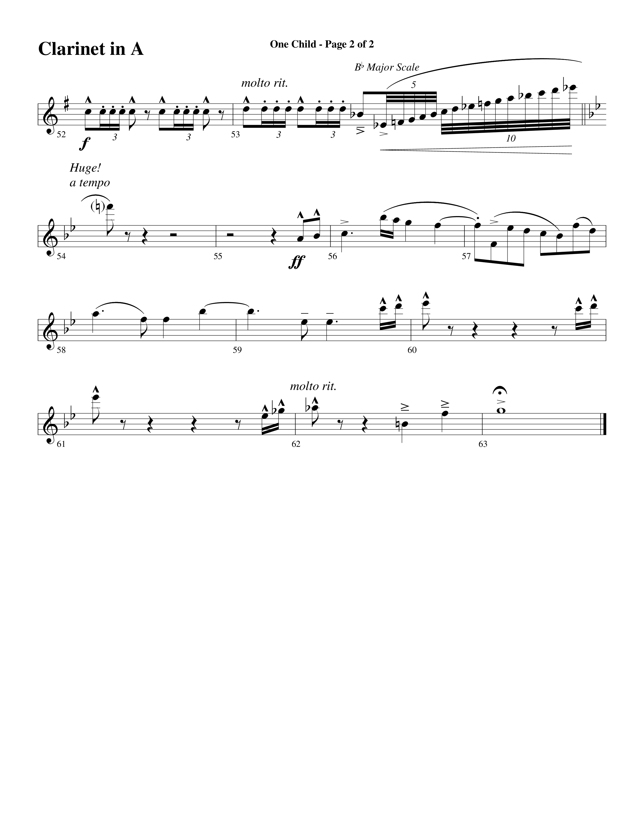 One Child Clarinet 1/2 (Word Music Choral / Arr. Mark McClure / Orch. Carl Marsh)