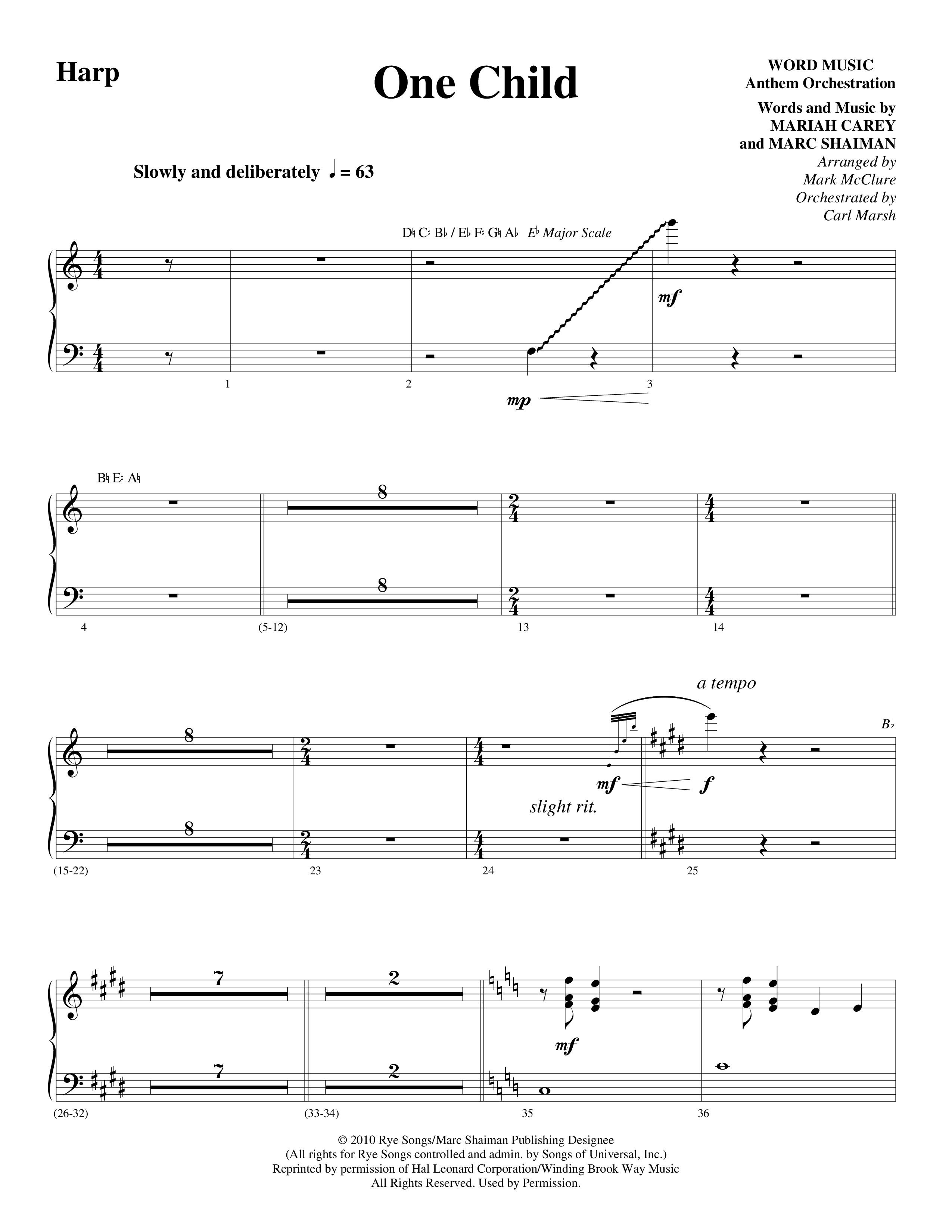 One Child (Choral Anthem SATB) Harp (Word Music Choral / Arr. Mark McClure / Orch. Carl Marsh)