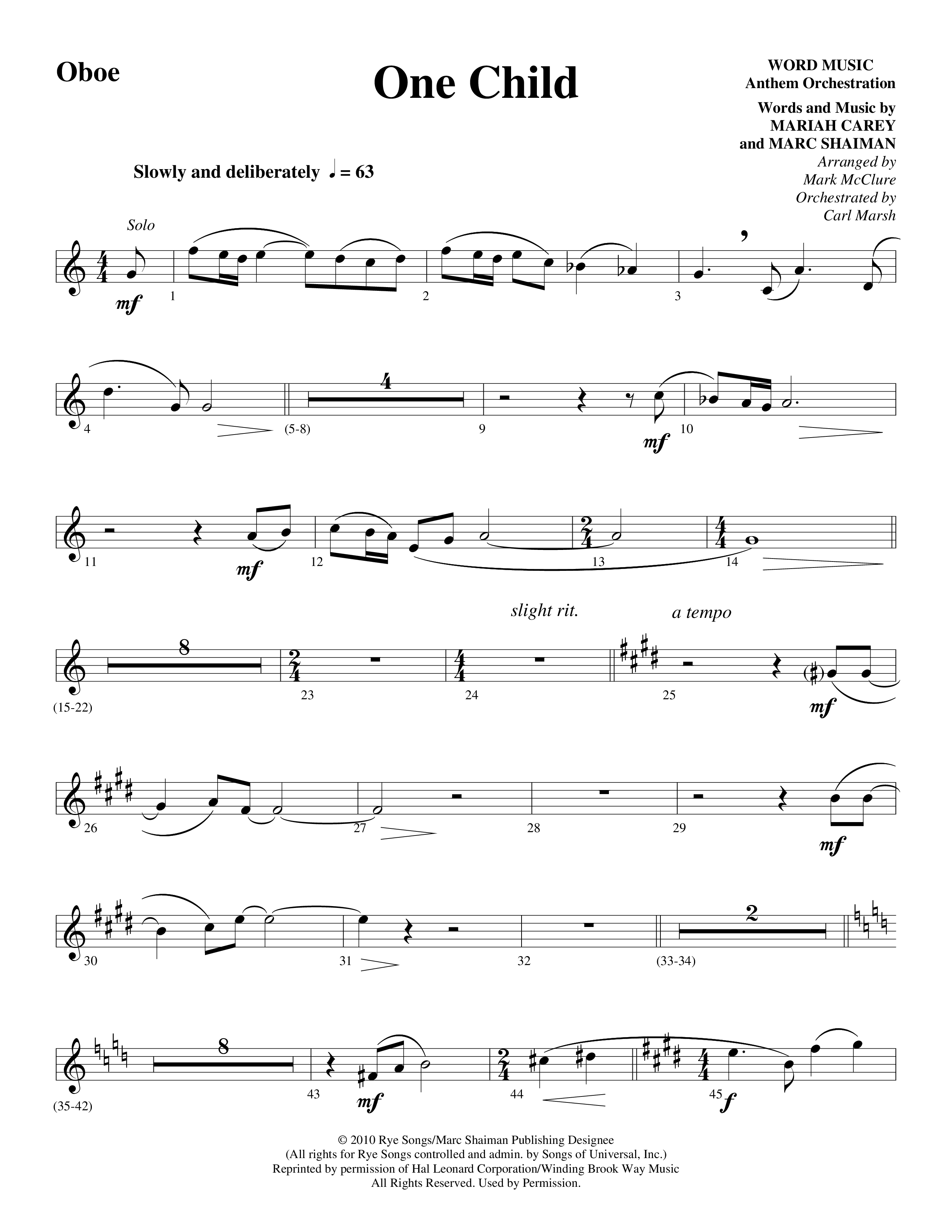 One Child Oboe (Word Music Choral / Arr. Mark McClure / Orch. Carl Marsh)