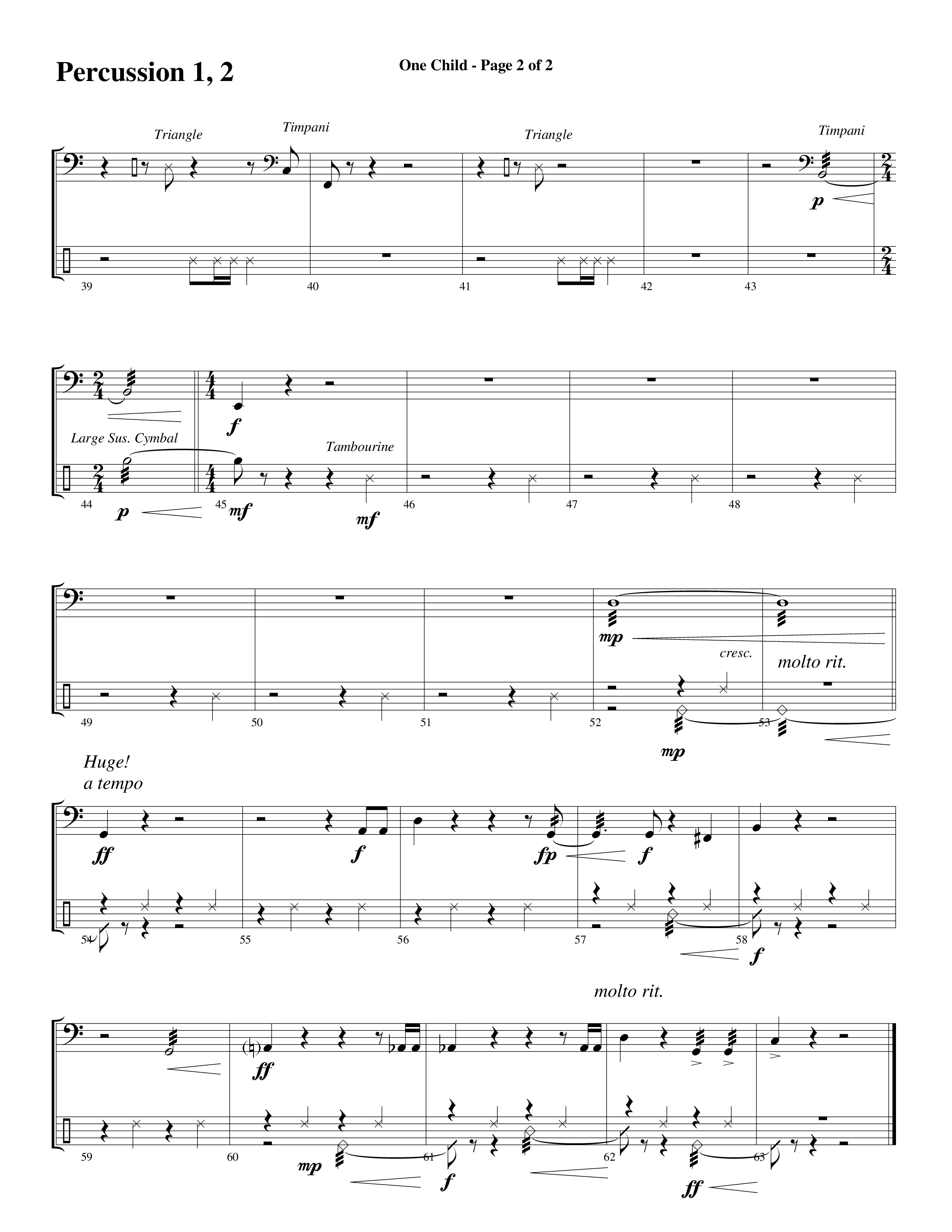 One Child Percussion 1/2 (Word Music Choral / Arr. Mark McClure / Orch. Carl Marsh)