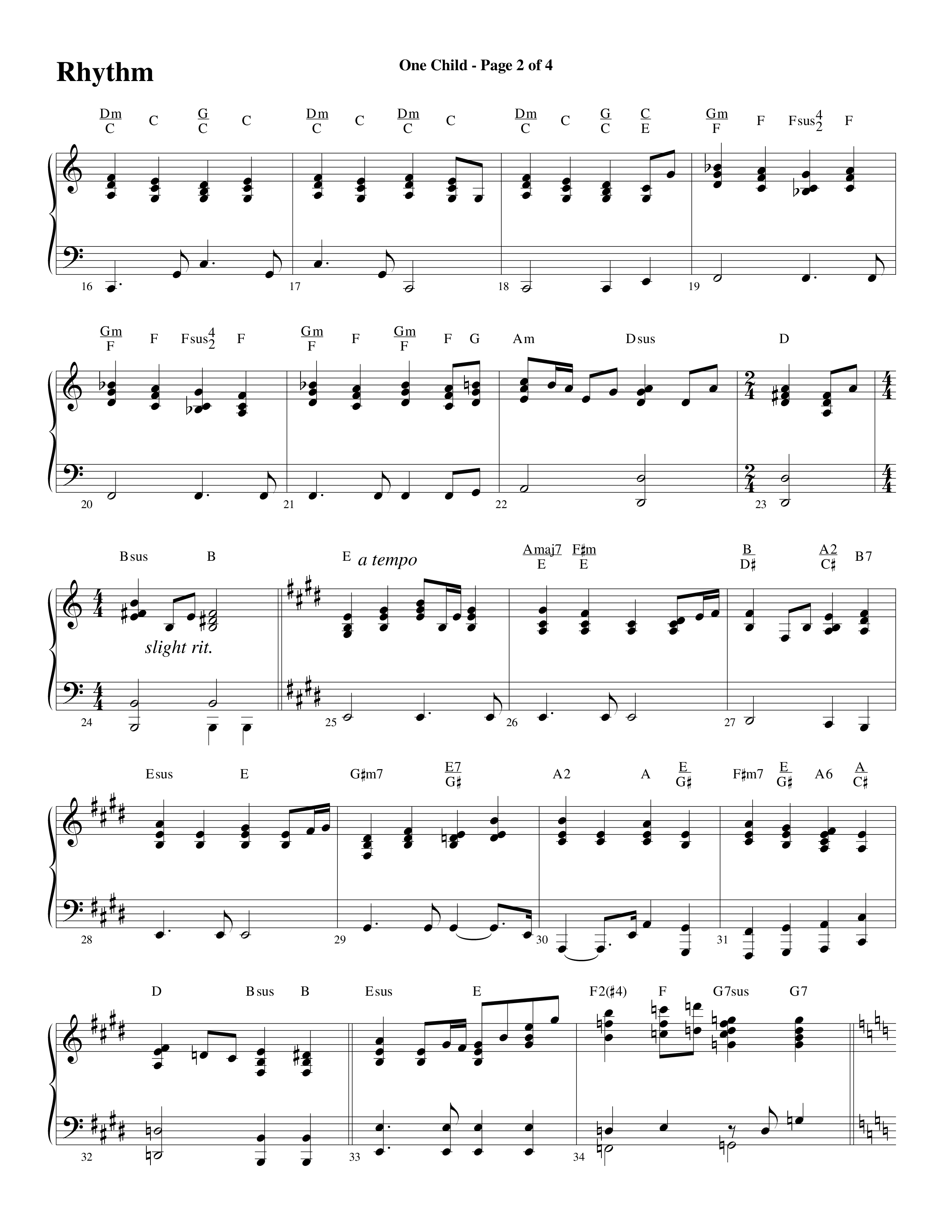 One Child Rhythm Chart (Word Music Choral / Arr. Mark McClure / Orch. Carl Marsh)