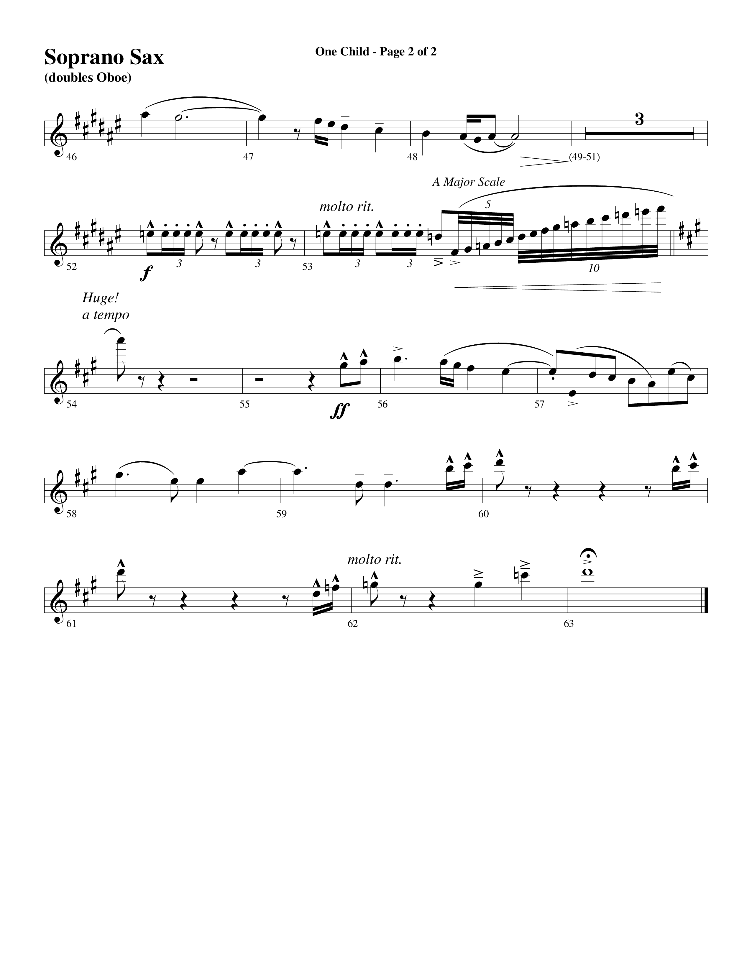 One Child Soprano Sax (Word Music Choral / Arr. Mark McClure / Orch. Carl Marsh)