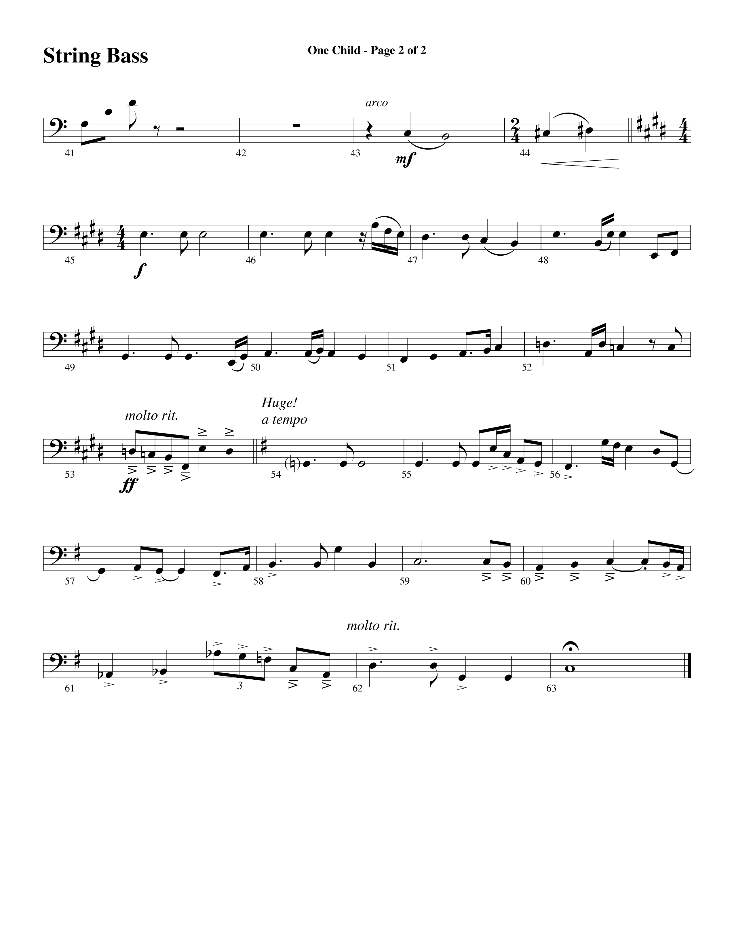 One Child String Bass (Word Music Choral / Arr. Mark McClure / Orch. Carl Marsh)