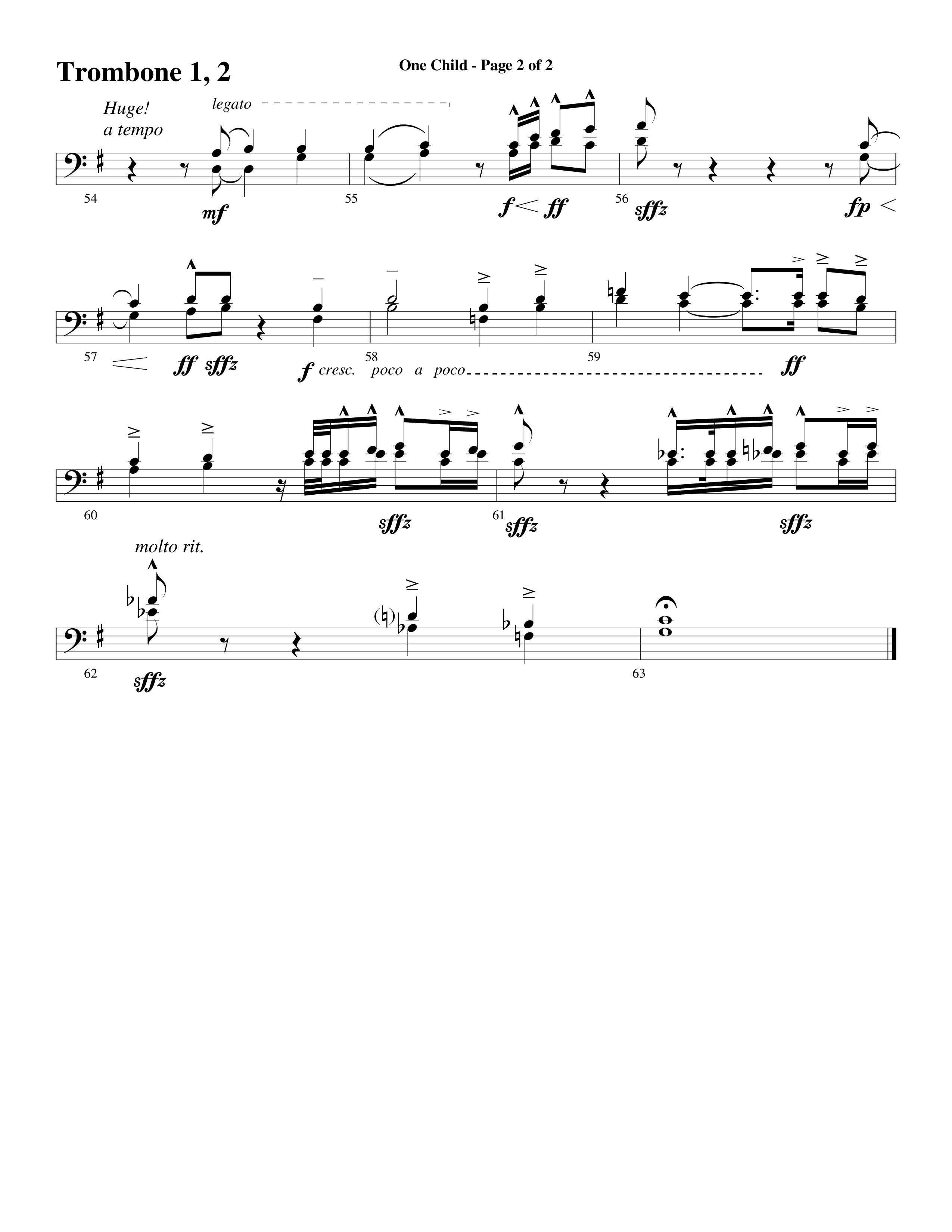 One Child Trombone 1/2 (Word Music Choral / Arr. Mark McClure / Orch. Carl Marsh)