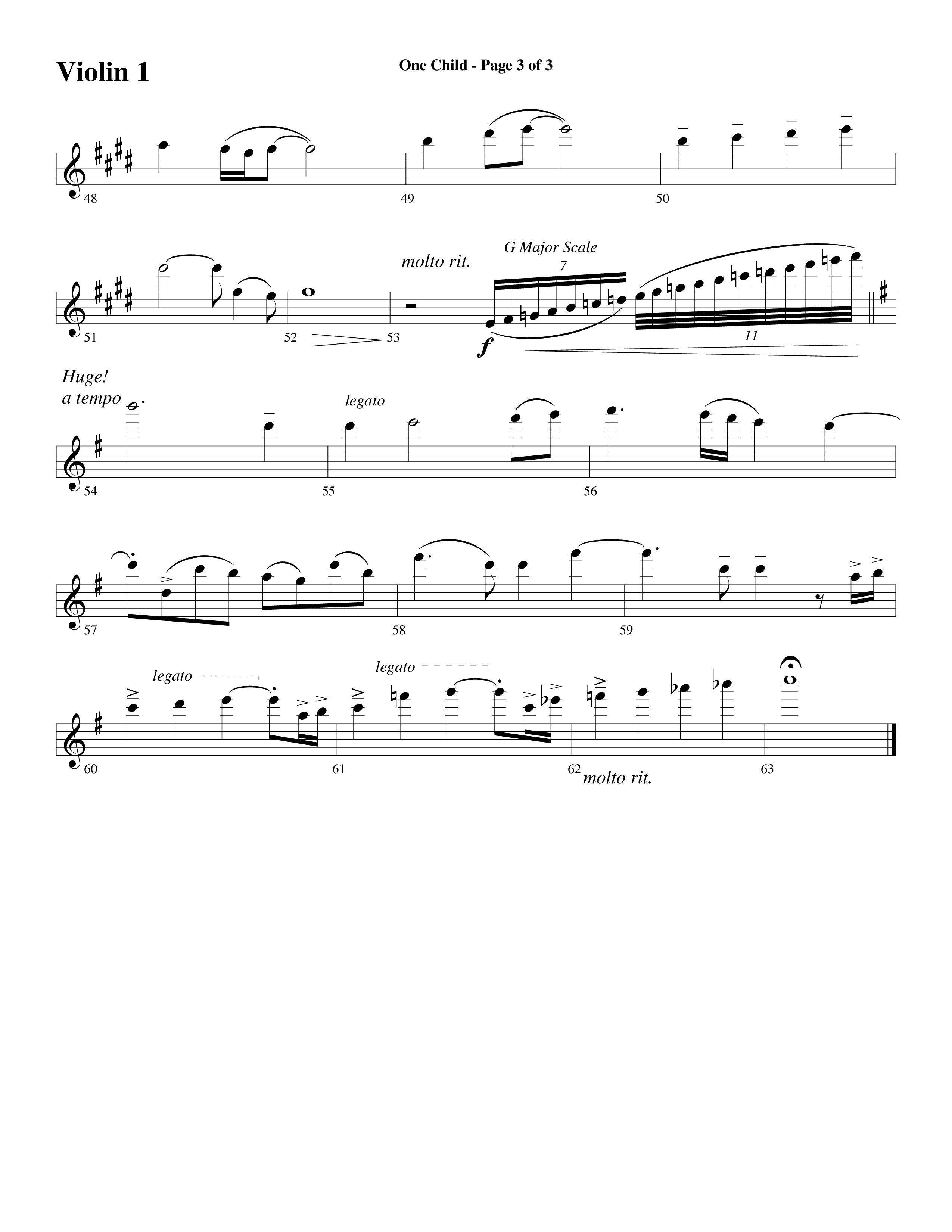 One Child Violin 1 (Word Music Choral / Arr. Mark McClure / Orch. Carl Marsh)
