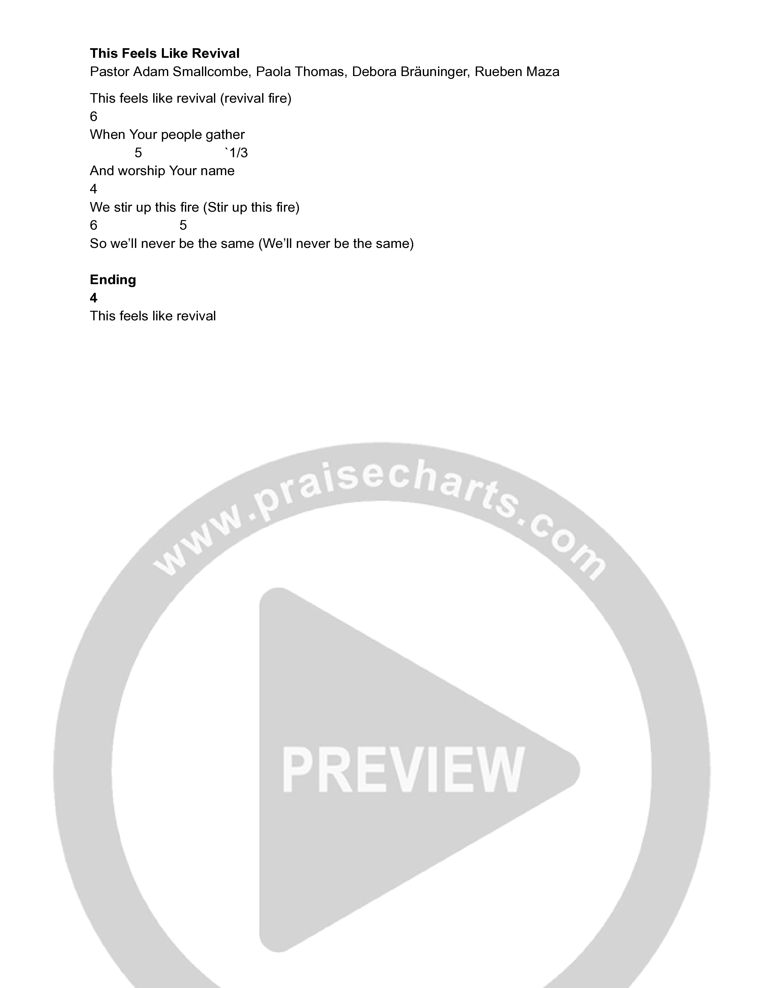 This Feels Like Revival (Live) Chord Chart (Vive Worship)