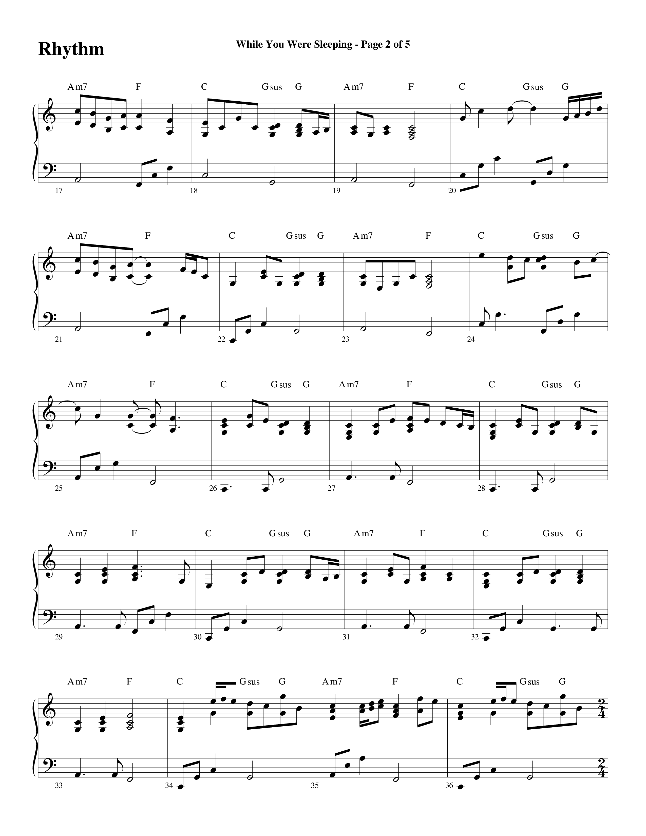 While You Were Sleeping (Choral Anthem SATB) Rhythm Chart (Word Music Choral / Arr. Dave Williamson)
