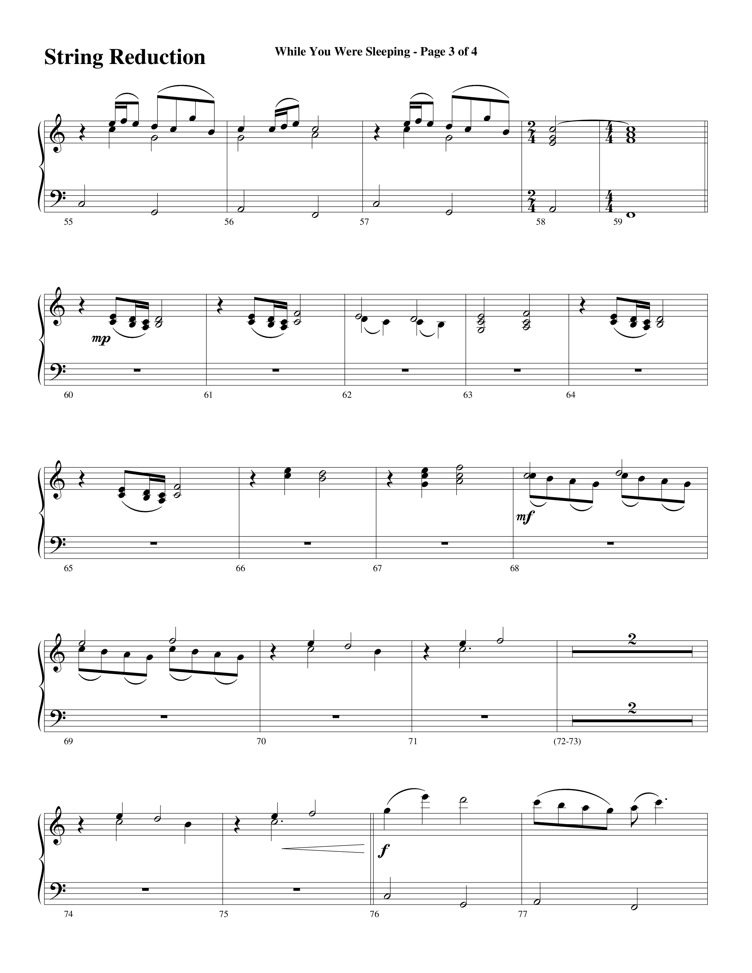 While You Were Sleeping (Choral Anthem SATB) String Reduction (Word Music Choral / Arr. Dave Williamson)