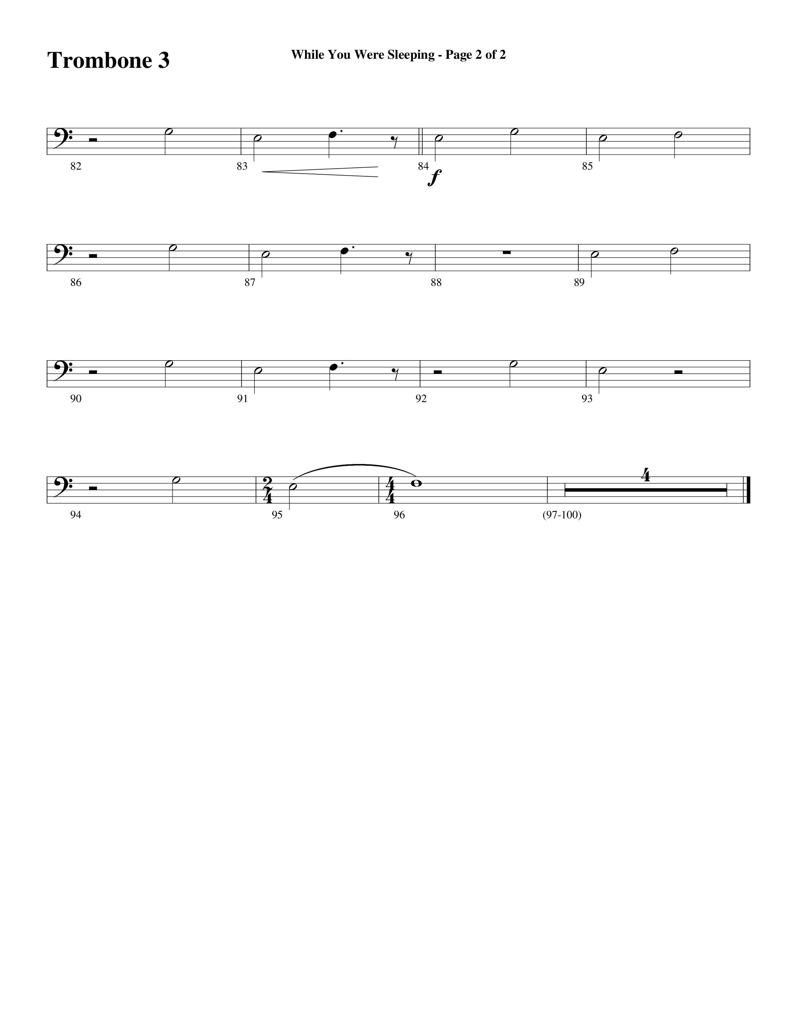 While You Were Sleeping Trombone 3 (Word Music Choral / Arr. Dave Williamson)