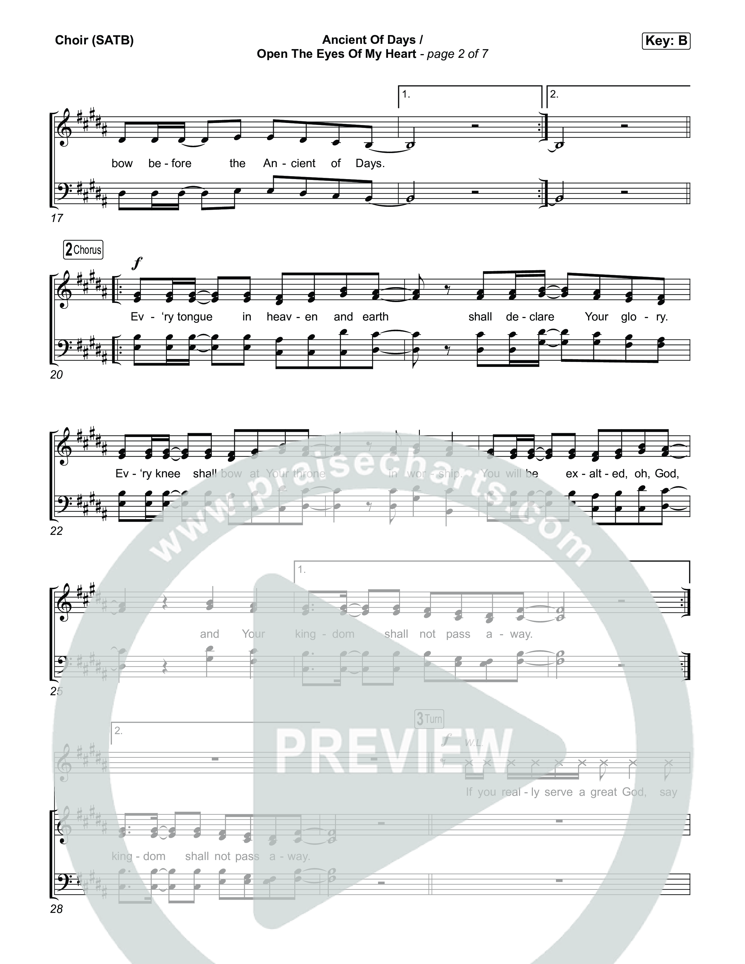 Ancient Of Days / Open The Eyes Of My Heart Choir Sheet (SATB) (CalledOut Music)