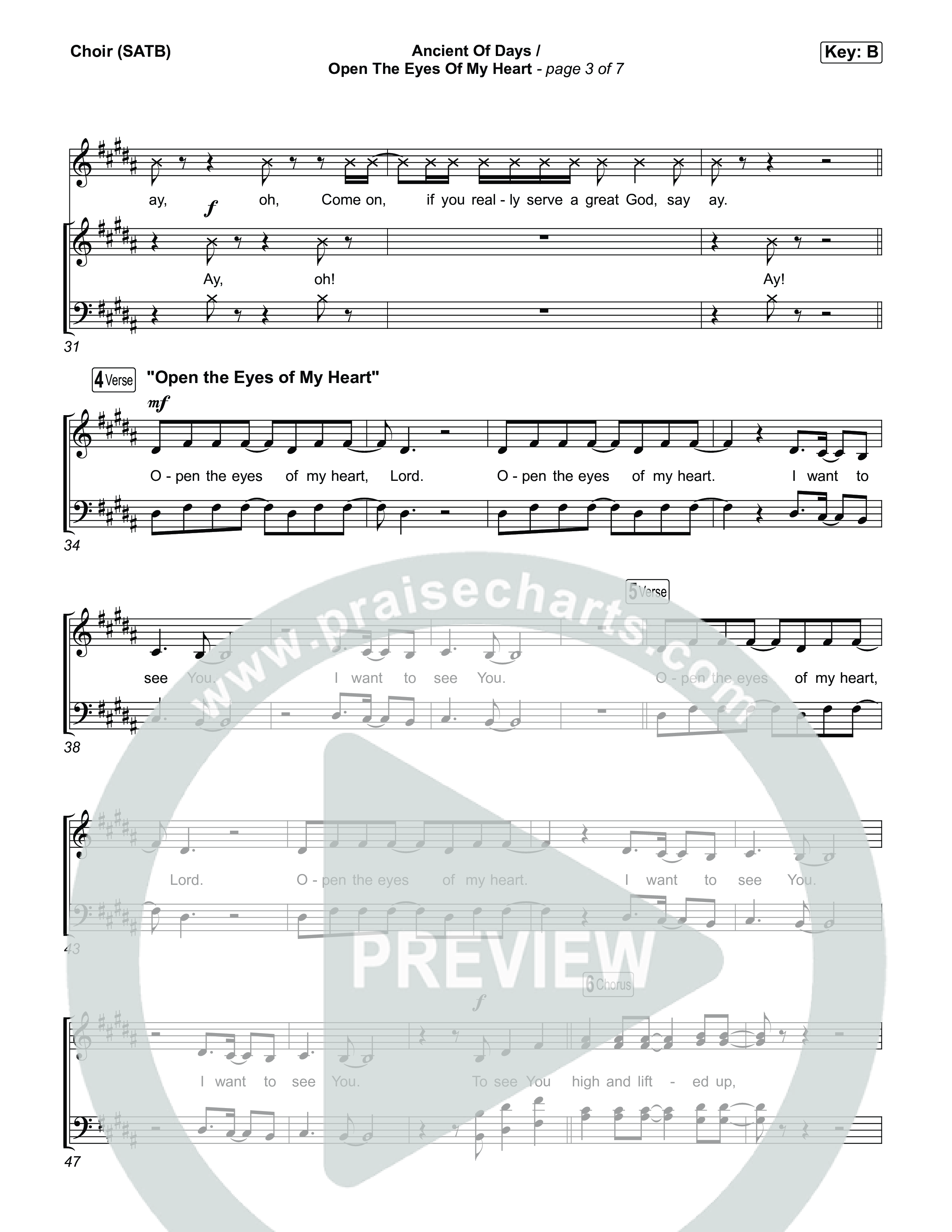 Ancient Of Days / Open The Eyes Of My Heart Choir Sheet (SATB) (CalledOut Music)