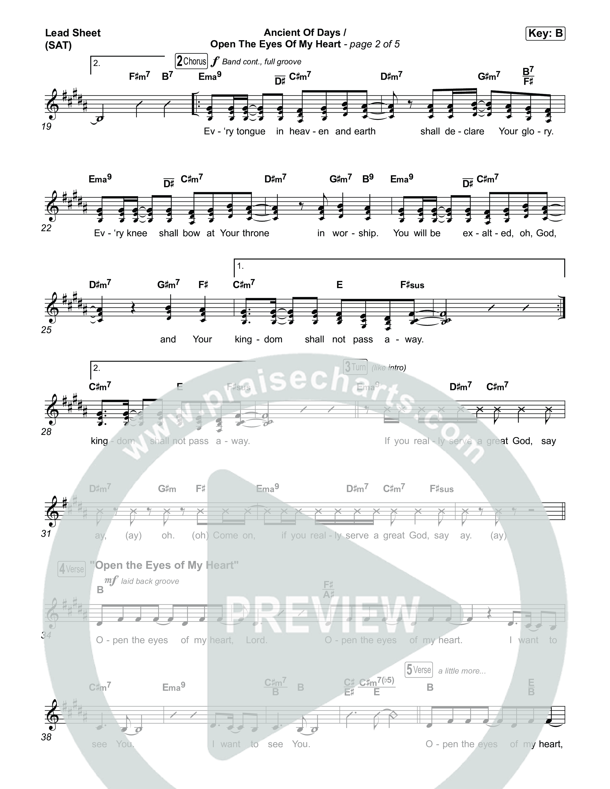 Ancient Of Days / Open The Eyes Of My Heart Lead Sheet (SAT) (CalledOut Music)