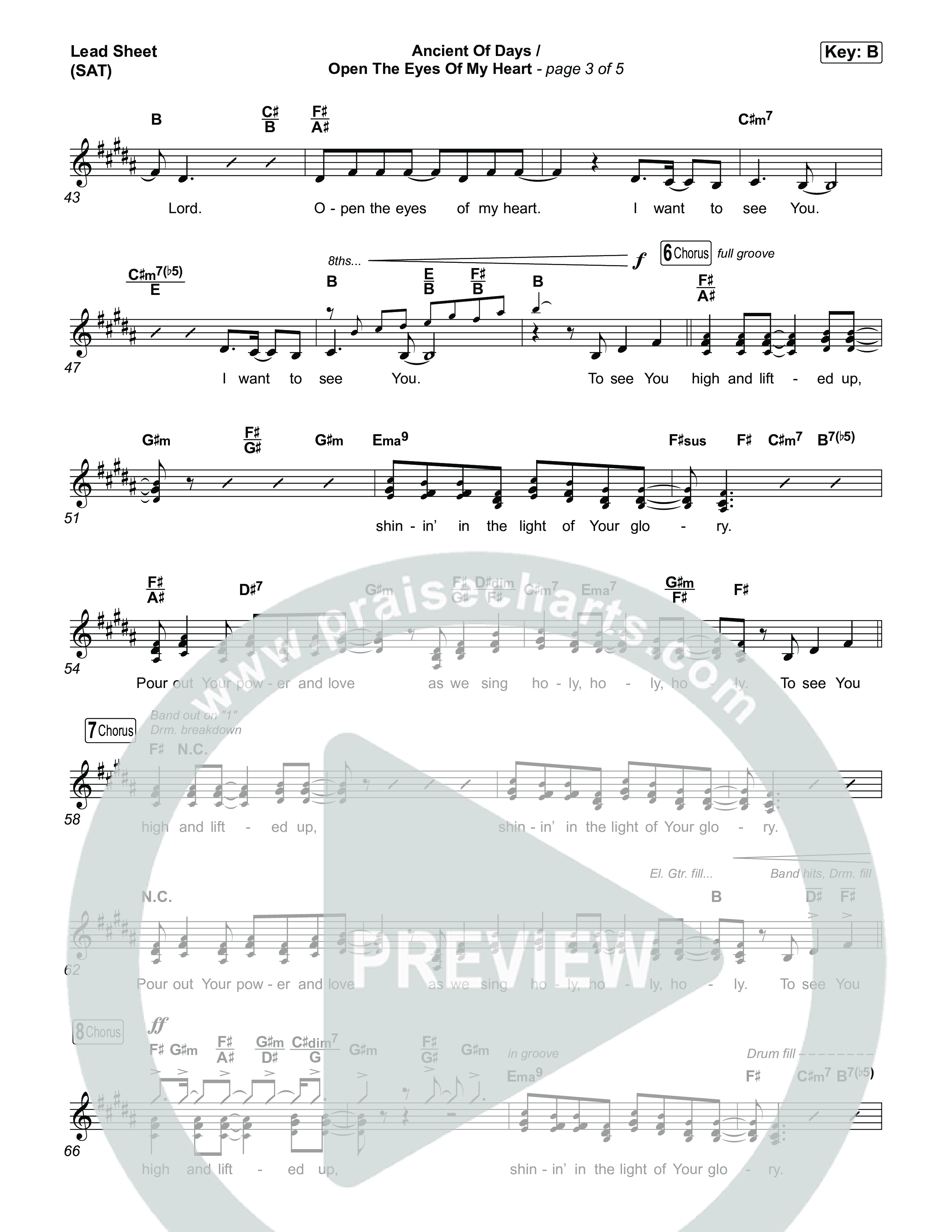 Ancient Of Days / Open The Eyes Of My Heart Lead Sheet (SAT) (CalledOut Music)