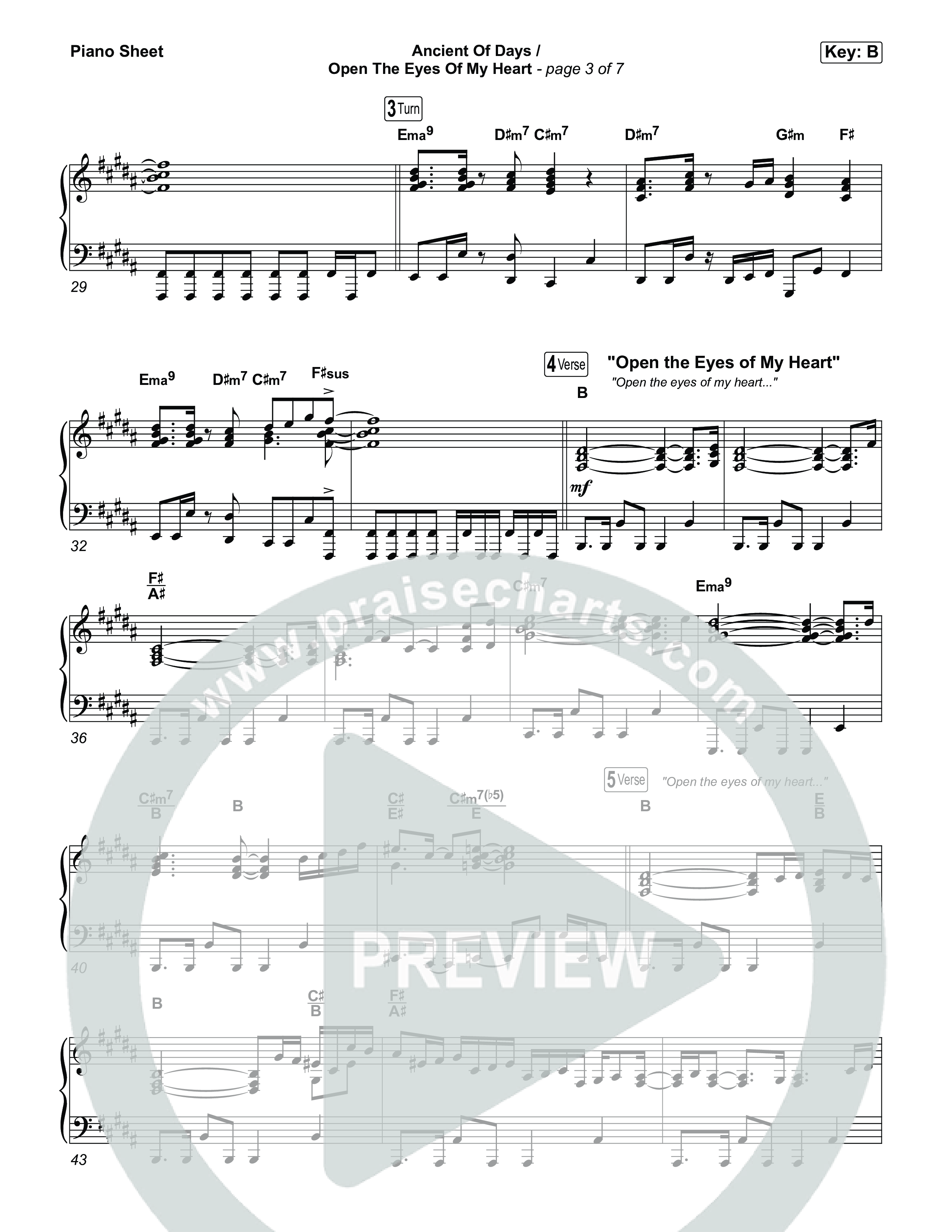 Ancient Of Days / Open The Eyes Of My Heart Piano Sheet (CalledOut Music)