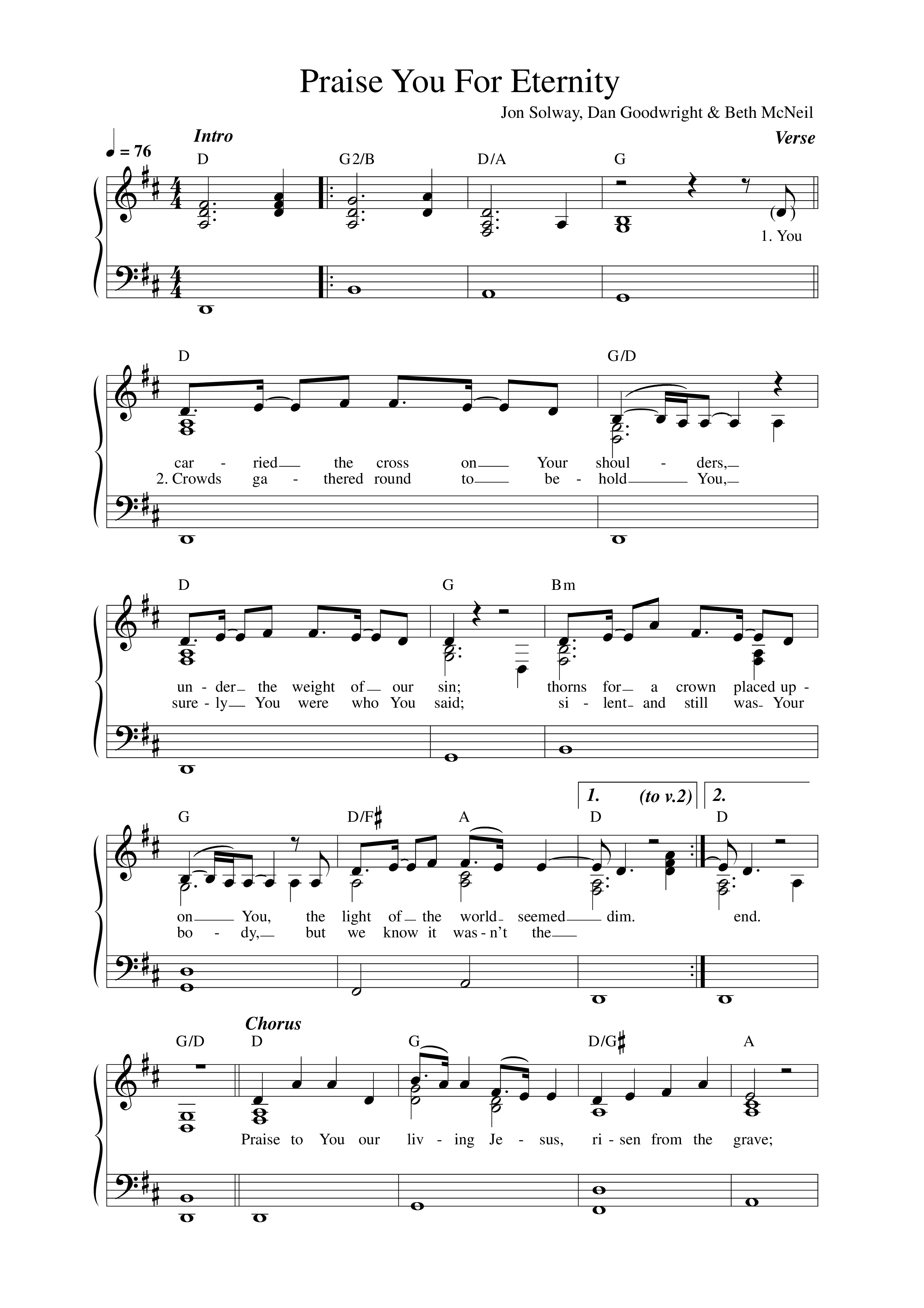 Praise You For Eternity Lead Sheet Melody (Dreaming The Impossible)