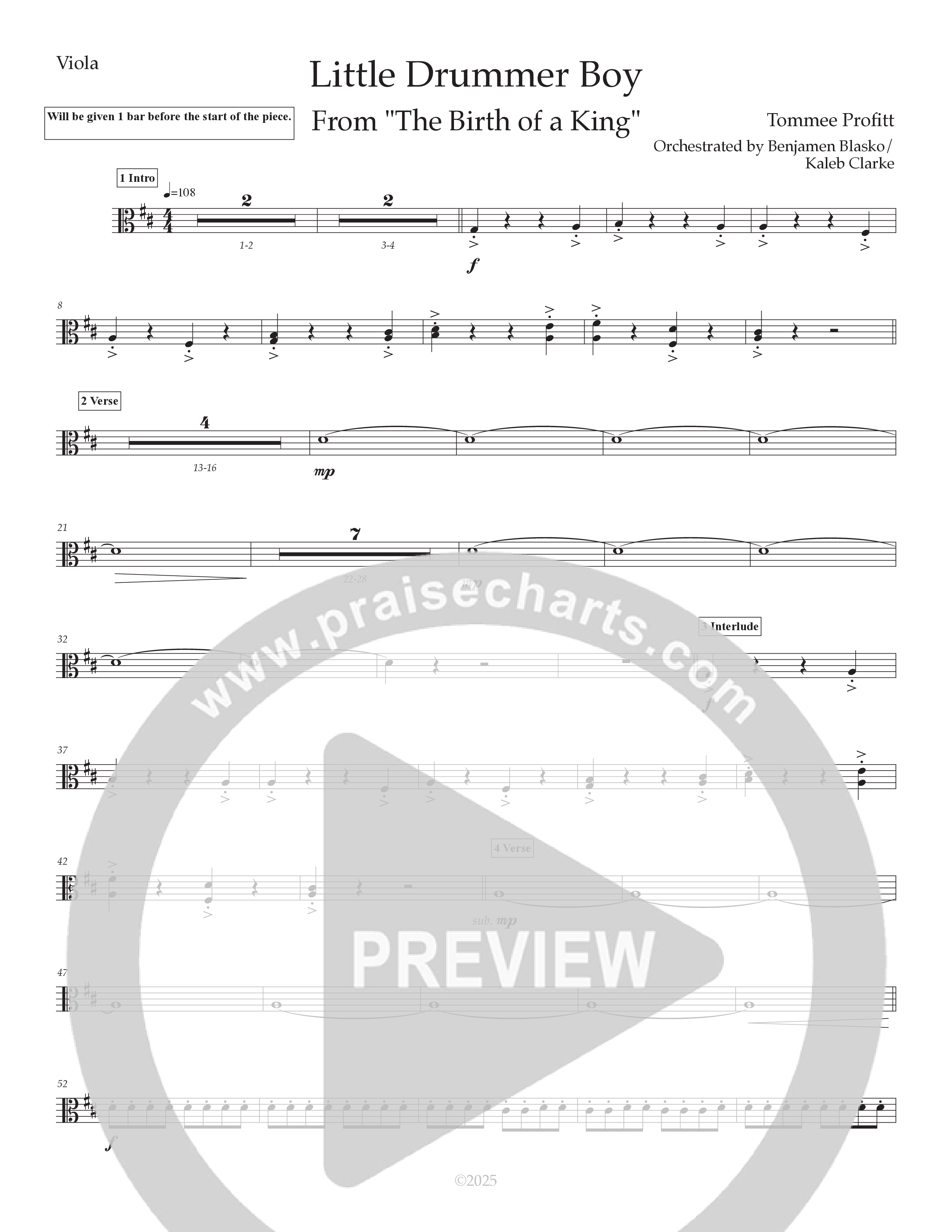 Little Drummer Boy (What Can I Give) (Live) Viola (Tommee Profitt / Stephen Stanley)