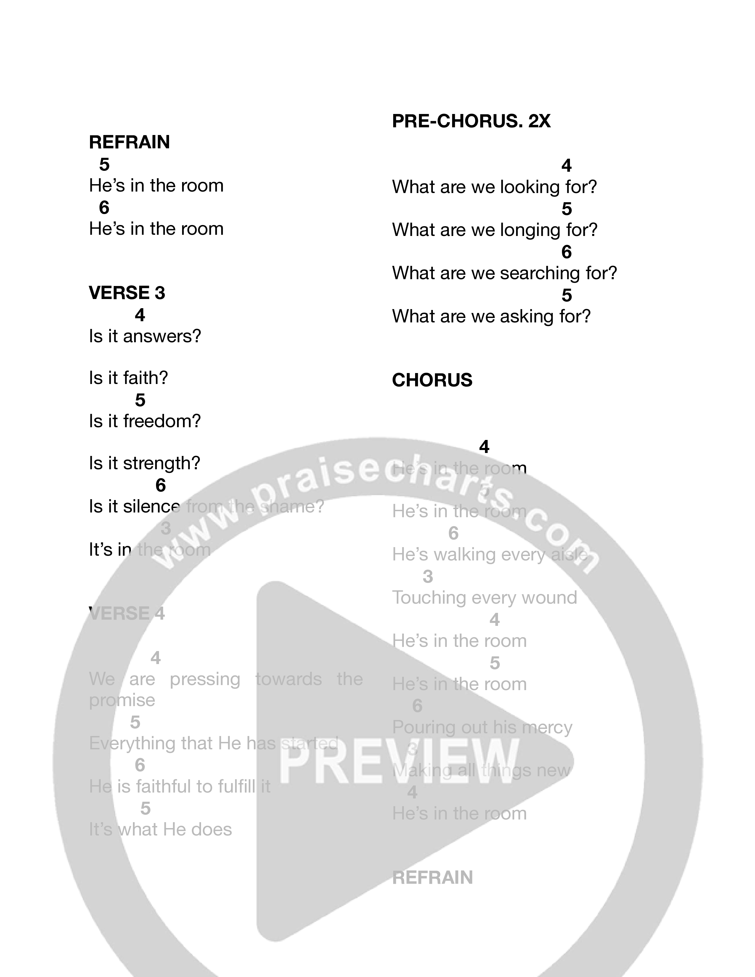 In The Room (Live) Chord Chart (Shoreline City Music)