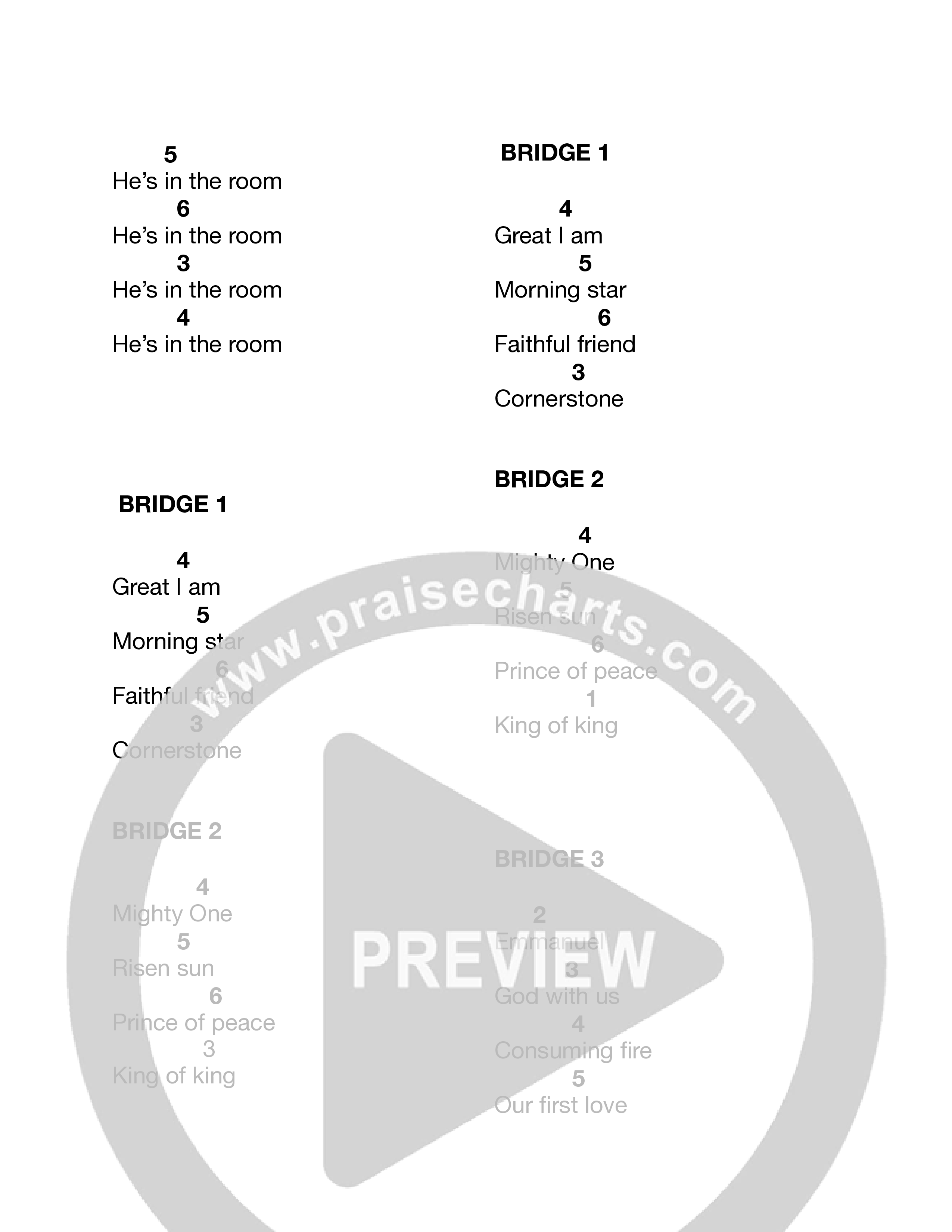 In The Room (Live) Chord Chart (Shoreline City Music)