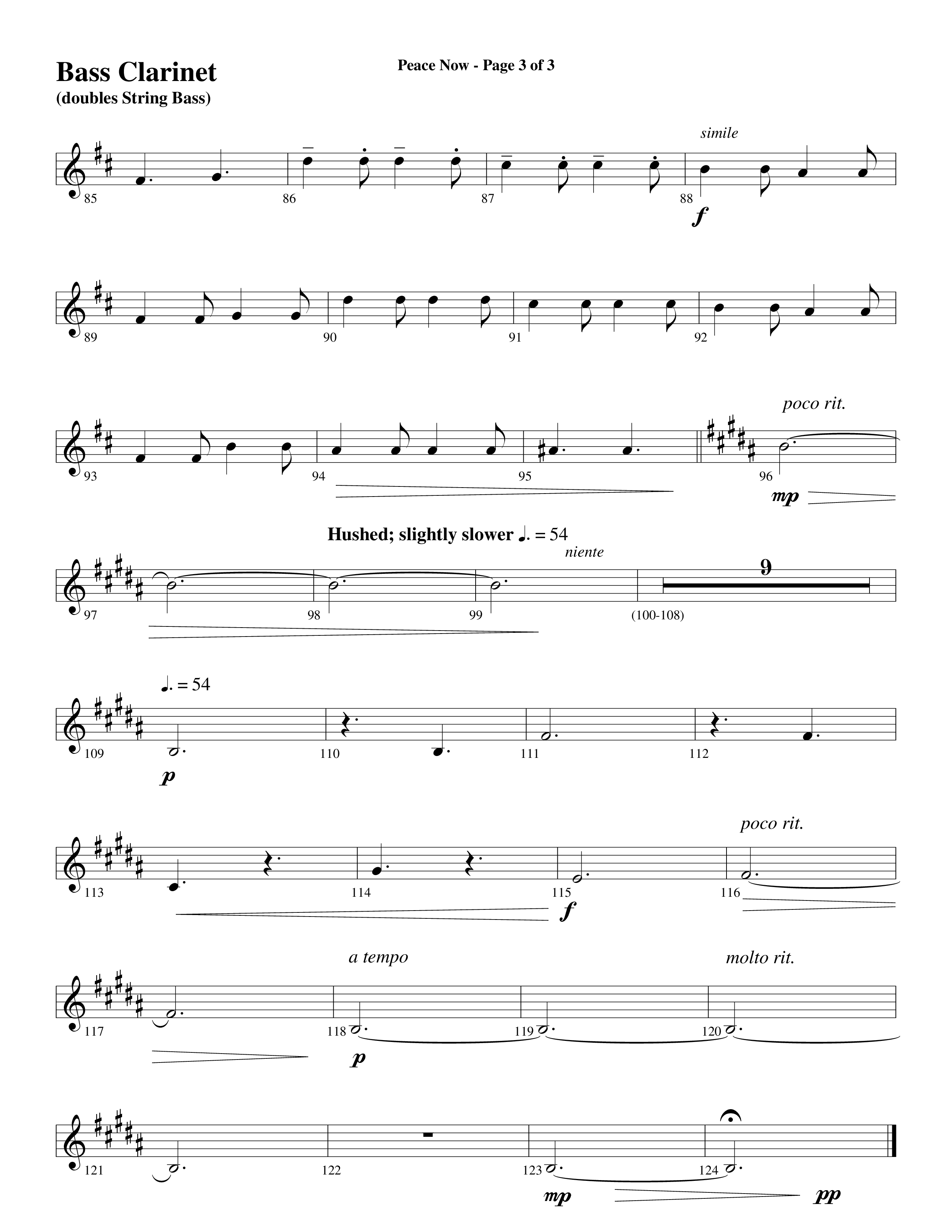 Peace Now (Choral Anthem SATB) Bass Clarinet (Word Music Choral / Arr. Phillip Keveren)