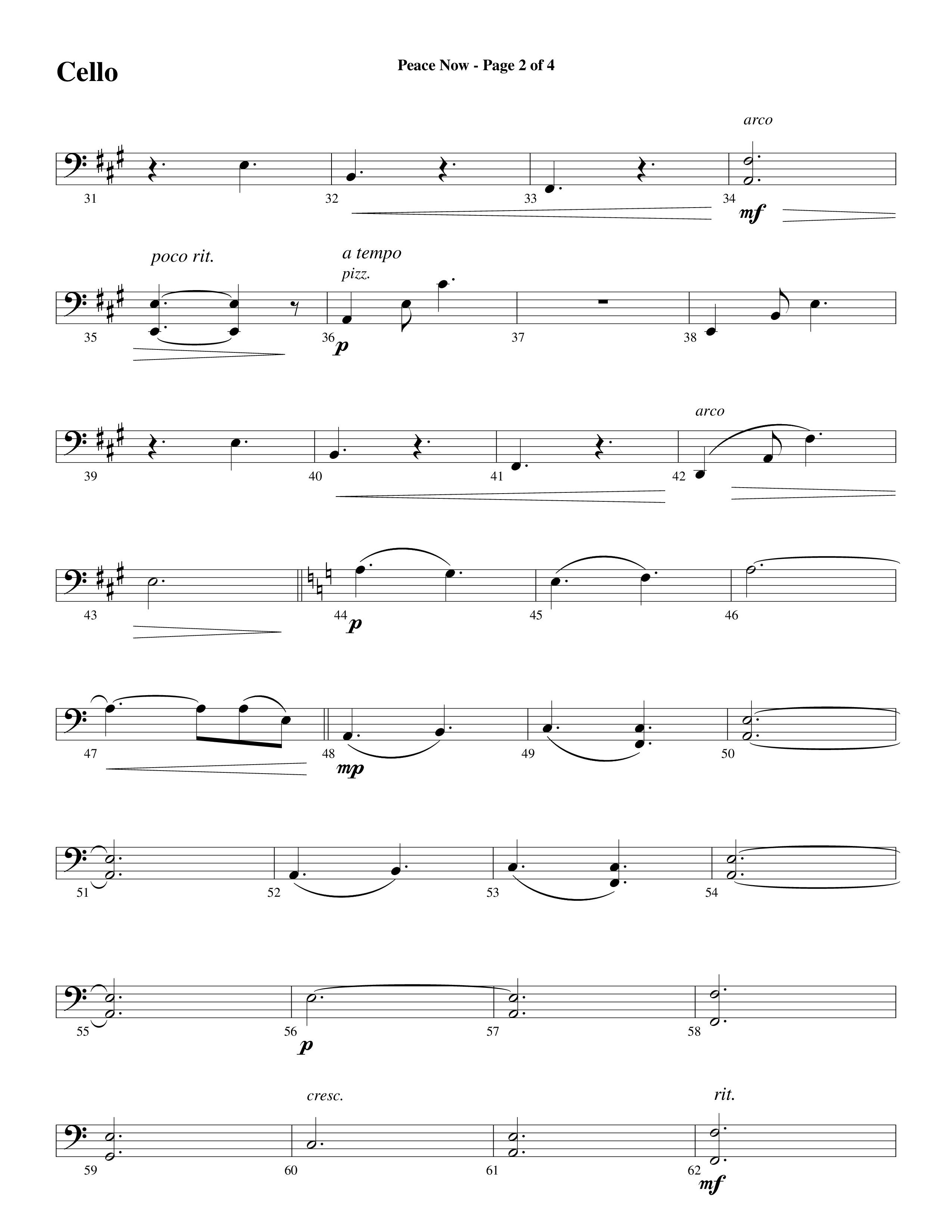 Peace Now (Choral Anthem SATB) Cello (Word Music Choral / Arr. Phillip Keveren)