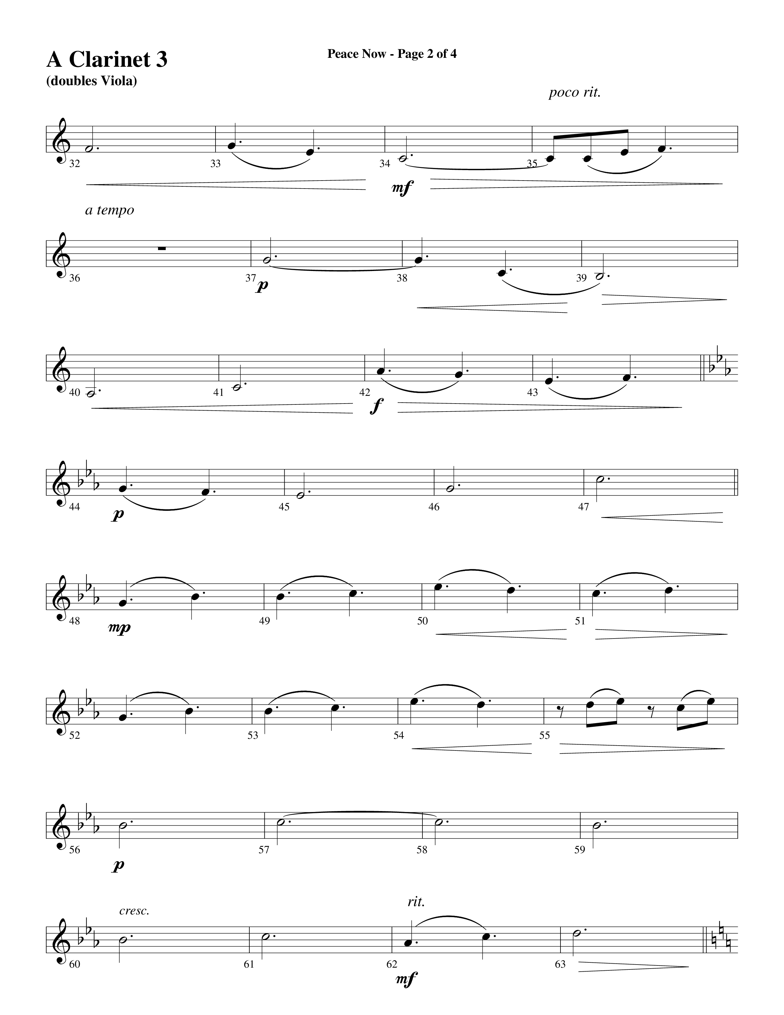 Peace Now (Choral Anthem SATB) Clarinet 3 (Word Music Choral / Arr. Phillip Keveren)