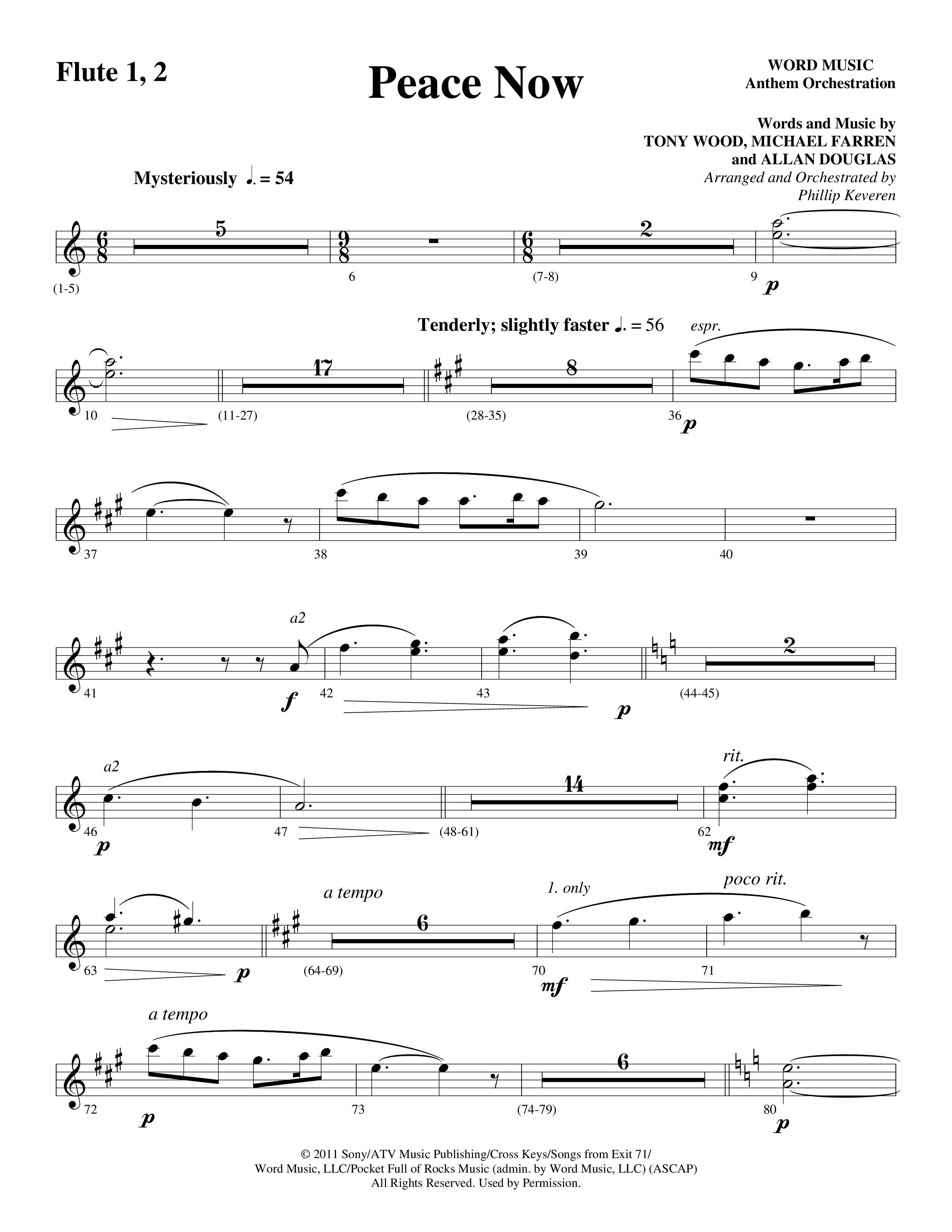 Peace Now (Choral Anthem SATB) Flute 1/2 (Word Music Choral / Arr. Phillip Keveren)