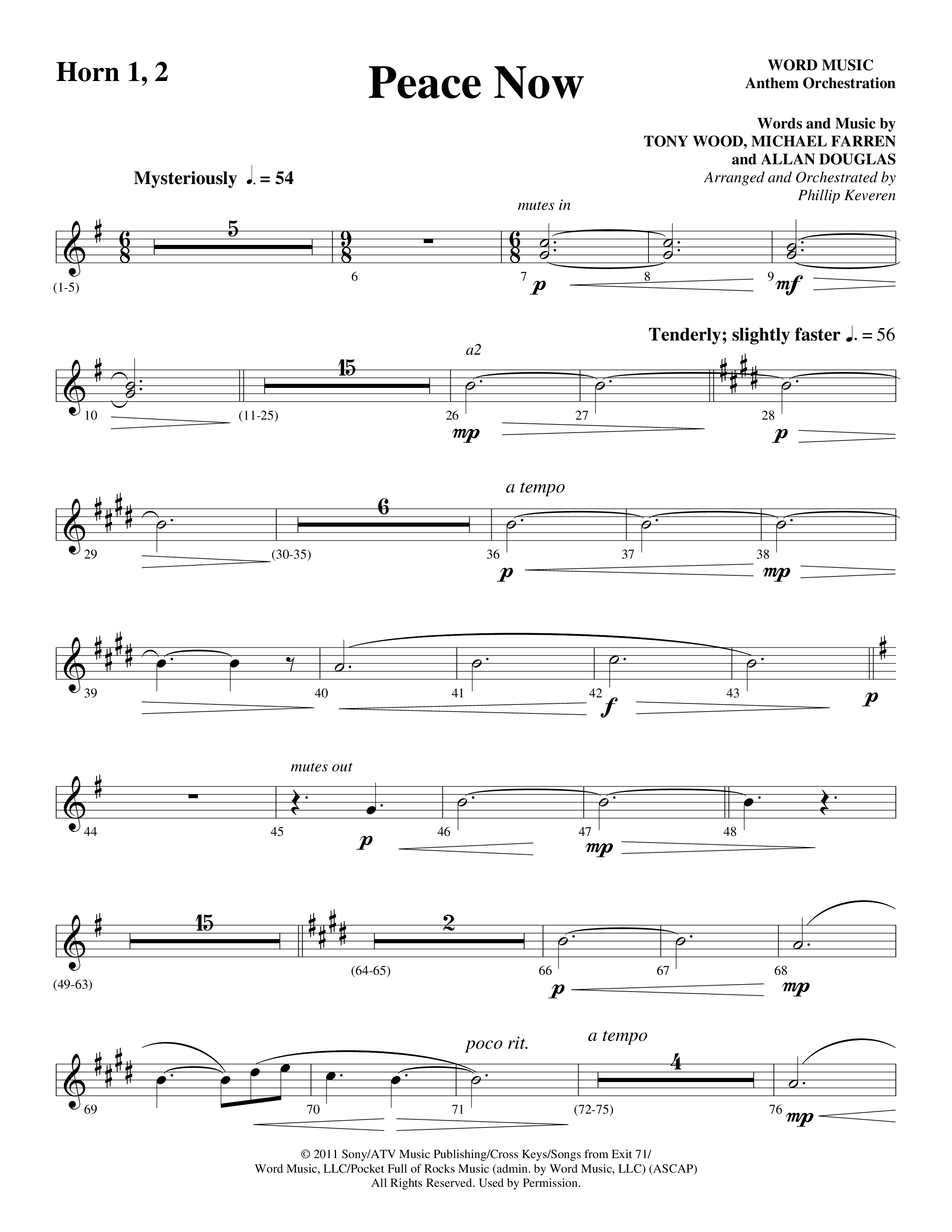 Peace Now (Choral Anthem SATB) French Horn (Word Music Choral / Arr. Phillip Keveren)