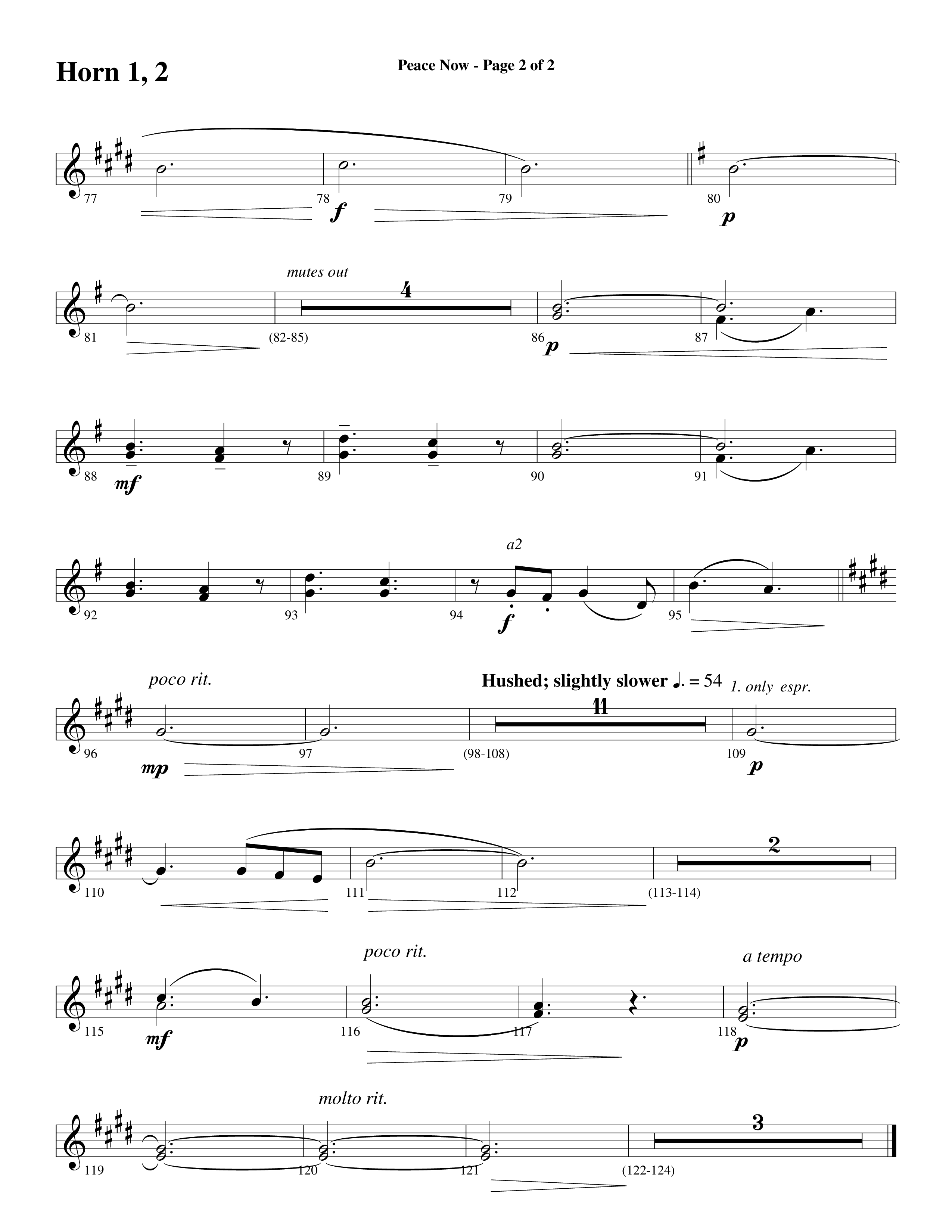 Peace Now (Choral Anthem SATB) French Horn (Word Music Choral / Arr. Phillip Keveren)