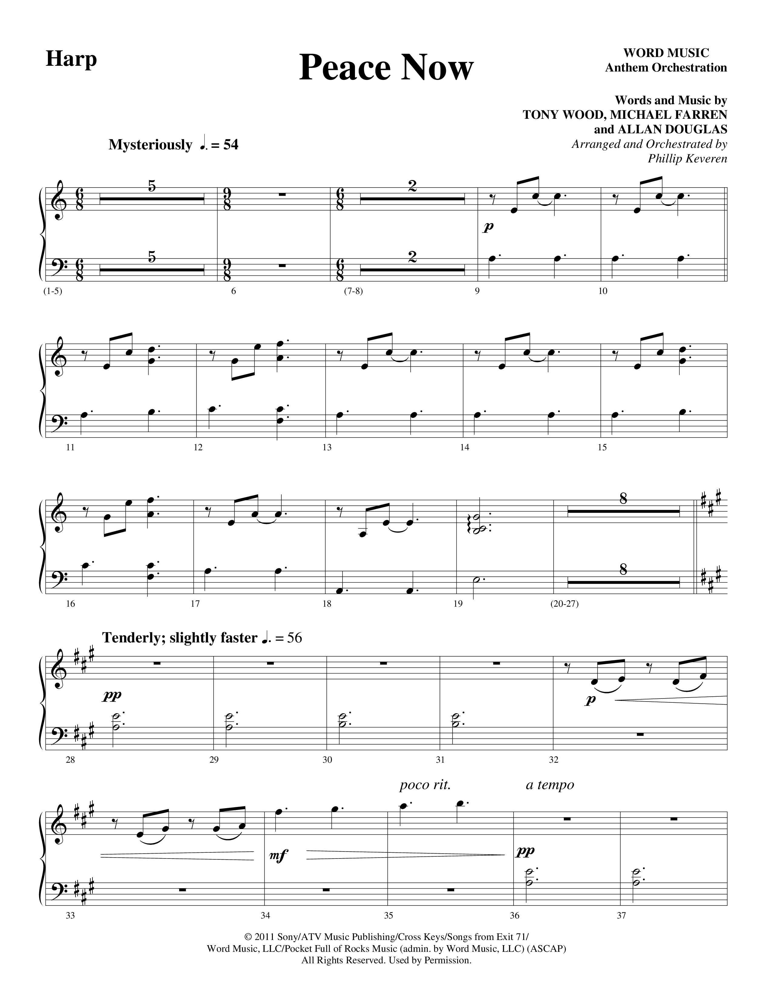 Peace Now (Choral Anthem SATB) Harp (Word Music Choral / Arr. Phillip Keveren)