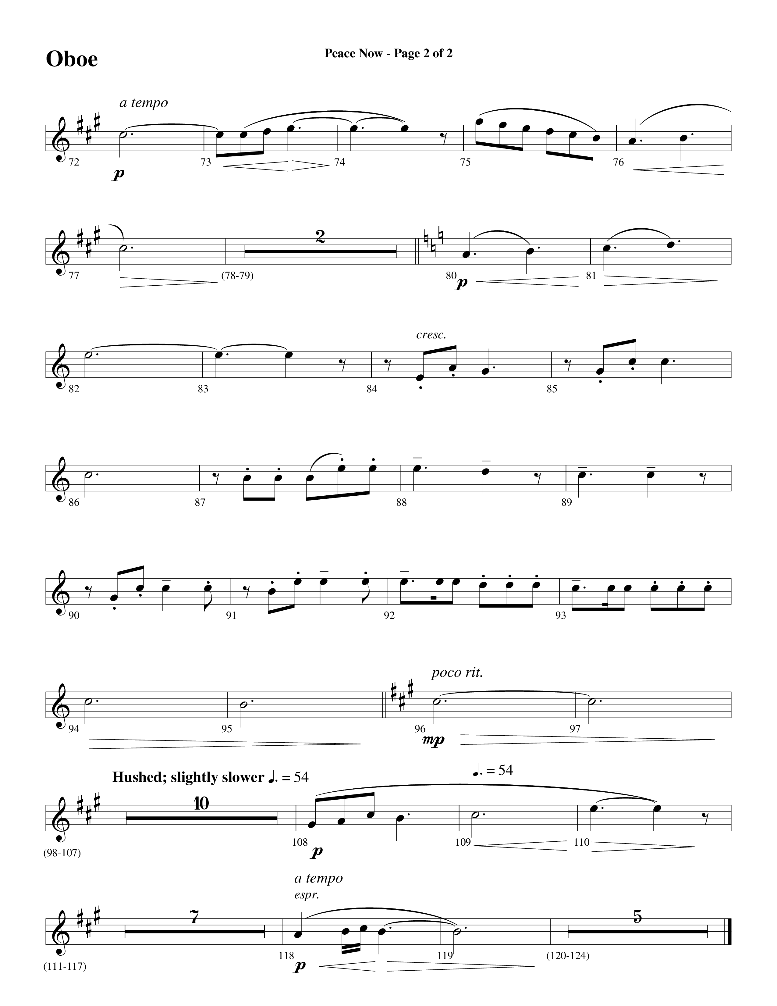 Peace Now (Choral Anthem SATB) Oboe (Word Music Choral / Arr. Phillip Keveren)