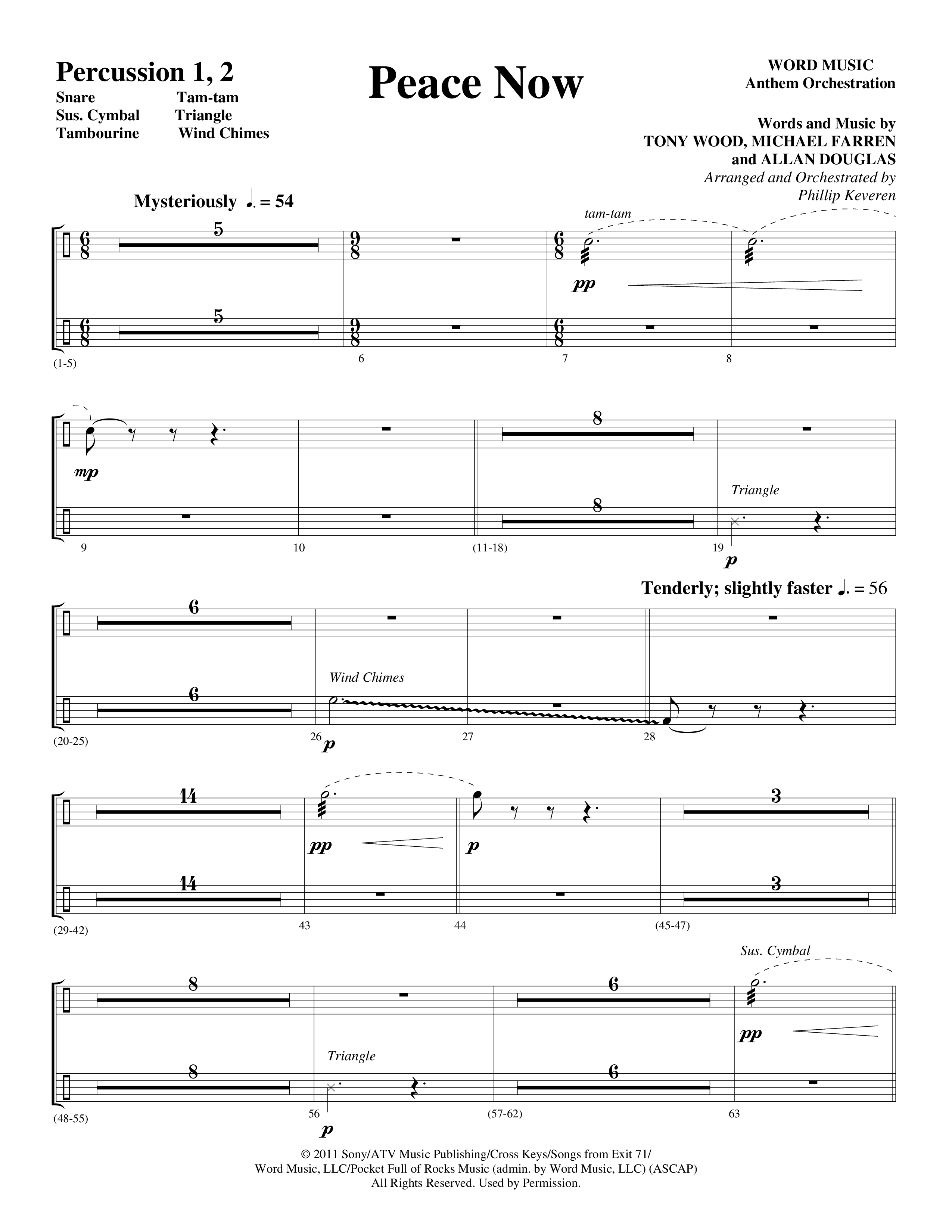 Peace Now (Choral Anthem SATB) Percussion (Word Music Choral / Arr. Phillip Keveren)