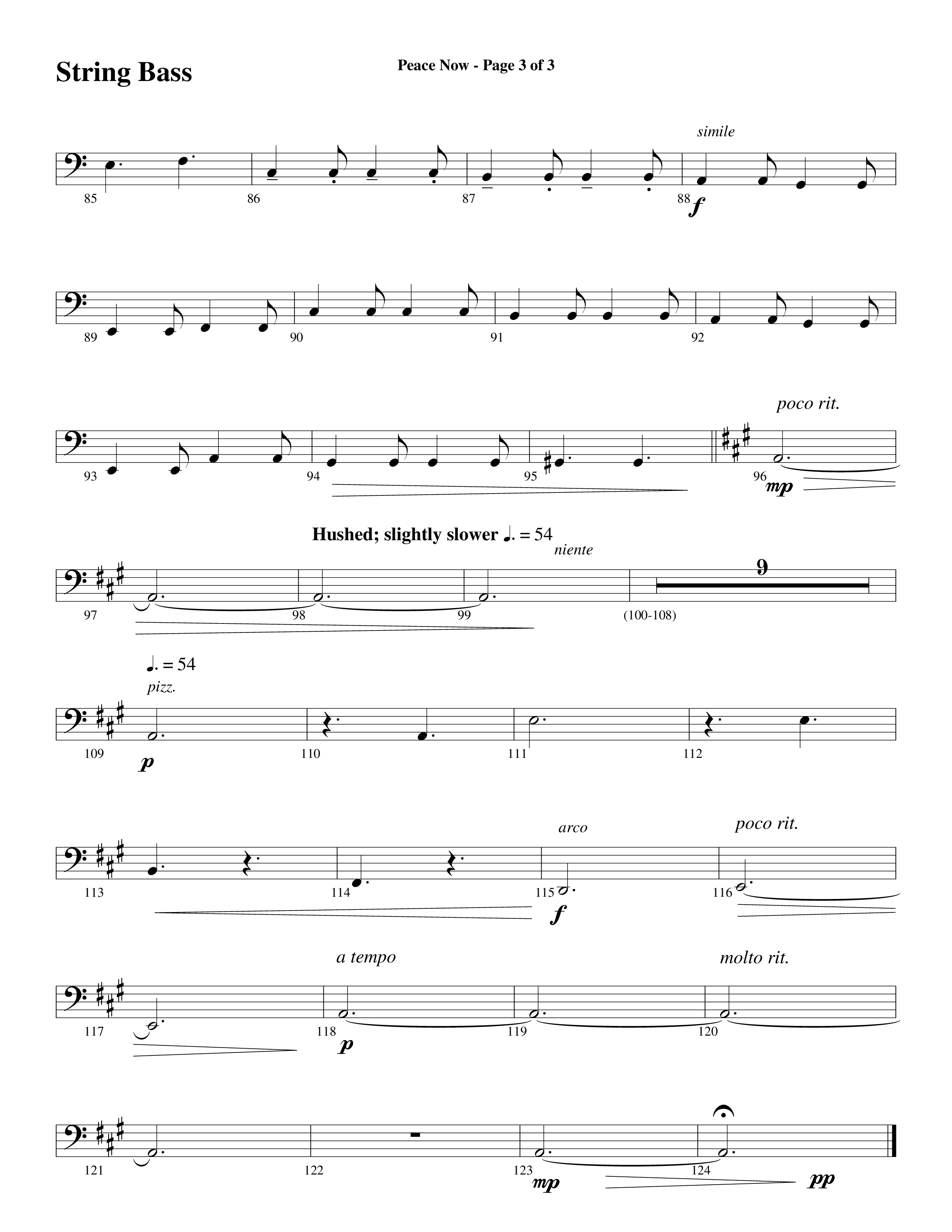 Peace Now (Choral Anthem SATB) String Bass (Word Music Choral / Arr. Phillip Keveren)