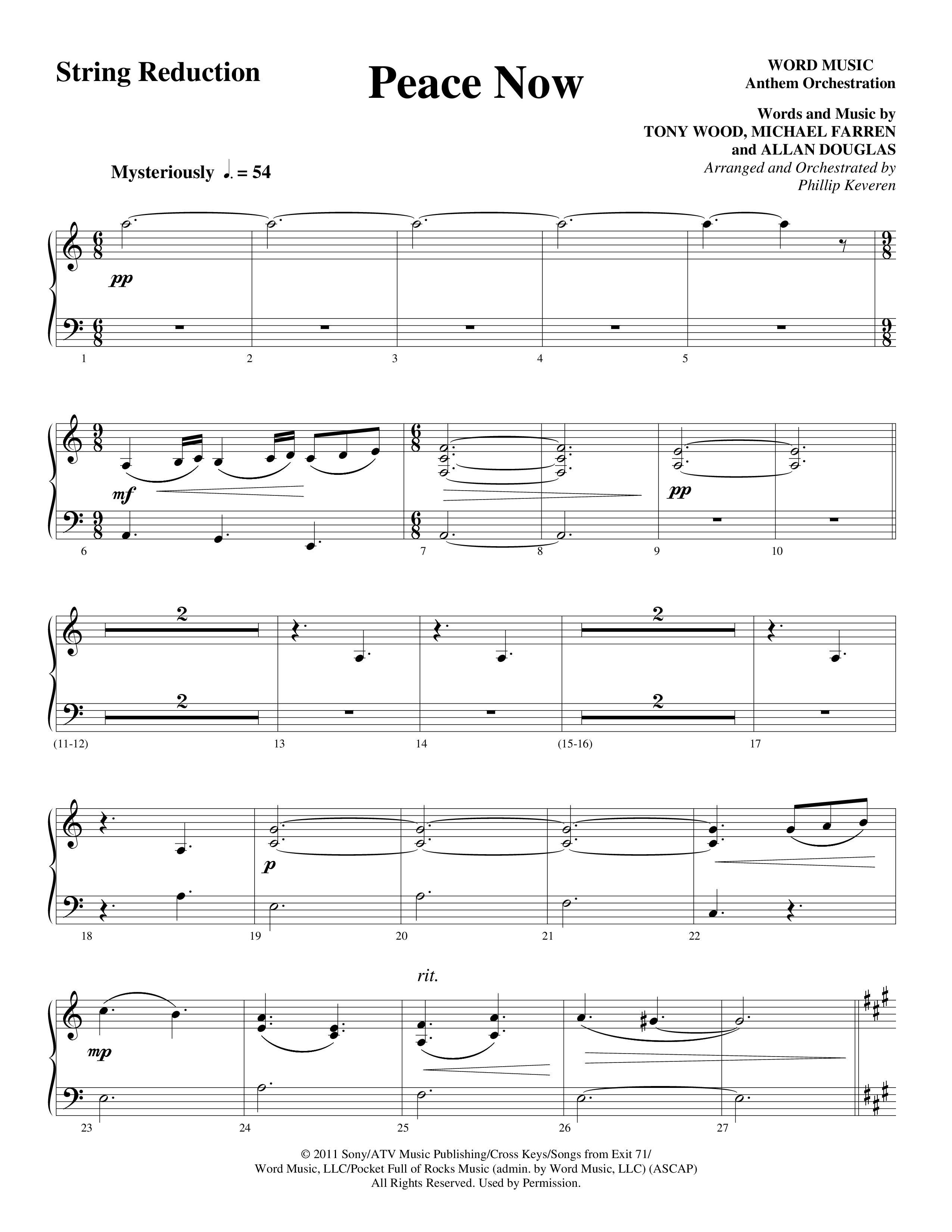 Peace Now (Choral Anthem SATB) String Reduction (Word Music Choral / Arr. Phillip Keveren)