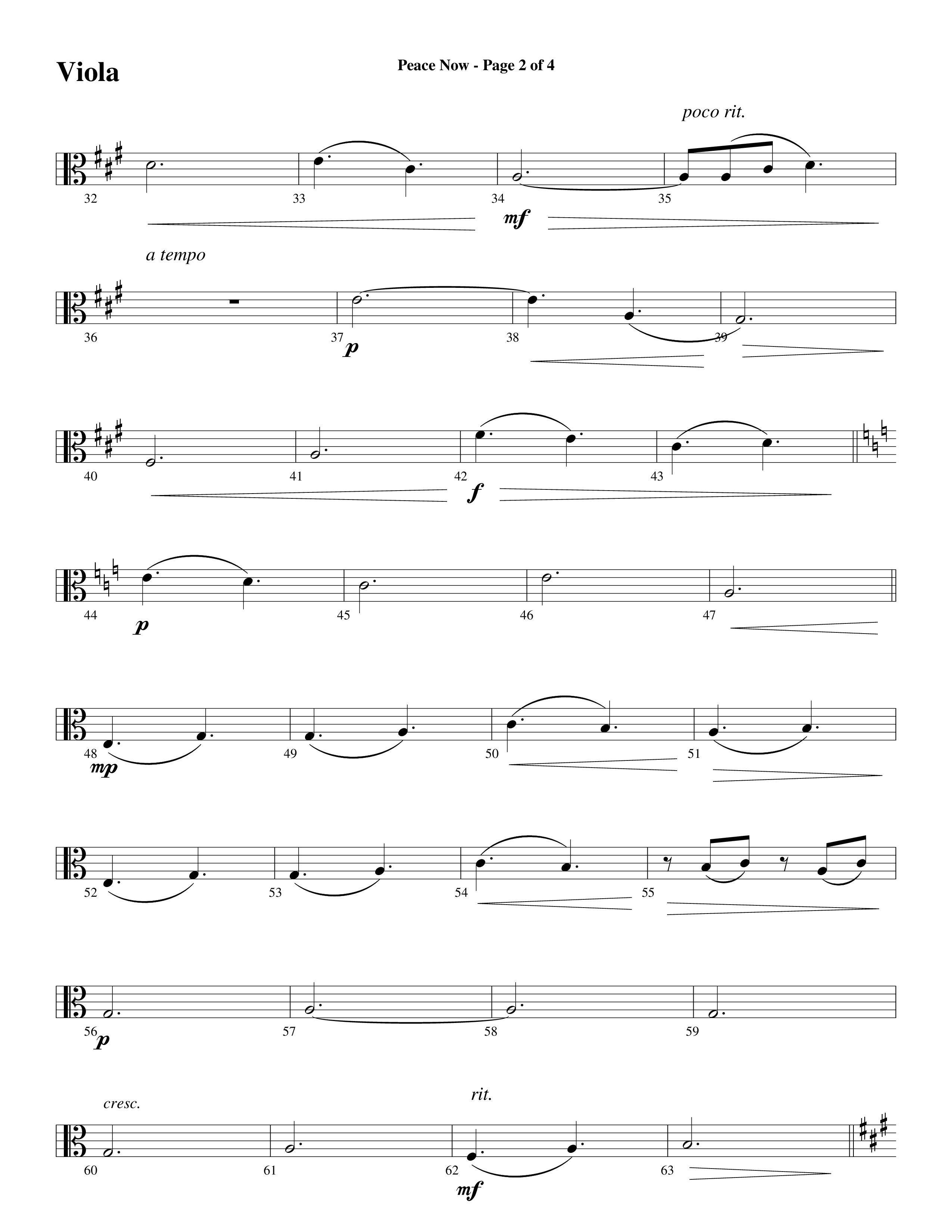 Peace Now (Choral Anthem SATB) Viola (Word Music Choral / Arr. Phillip Keveren)