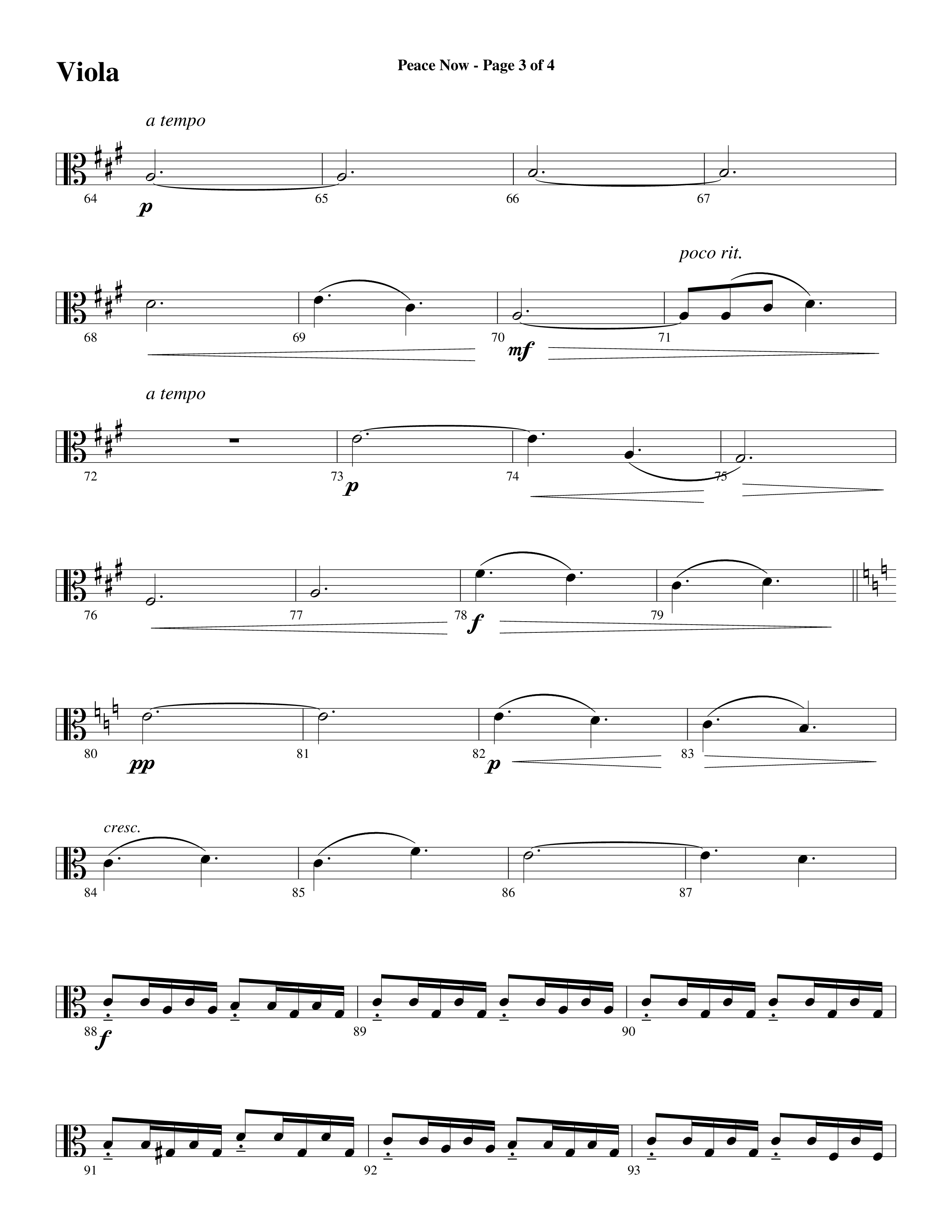 Peace Now (Choral Anthem SATB) Viola (Word Music Choral / Arr. Phillip Keveren)