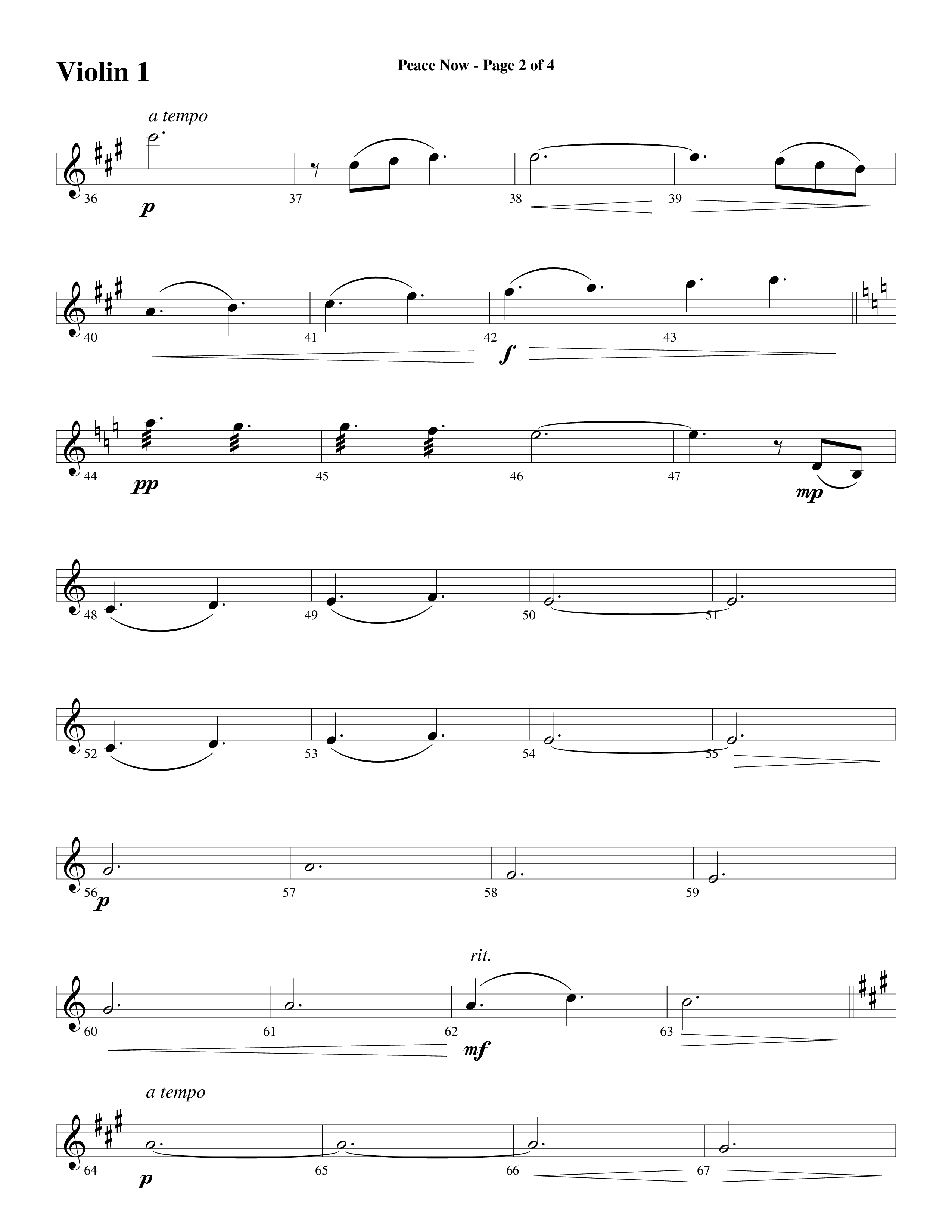 Peace Now (Choral Anthem SATB) Violin 1 (Word Music Choral / Arr. Phillip Keveren)