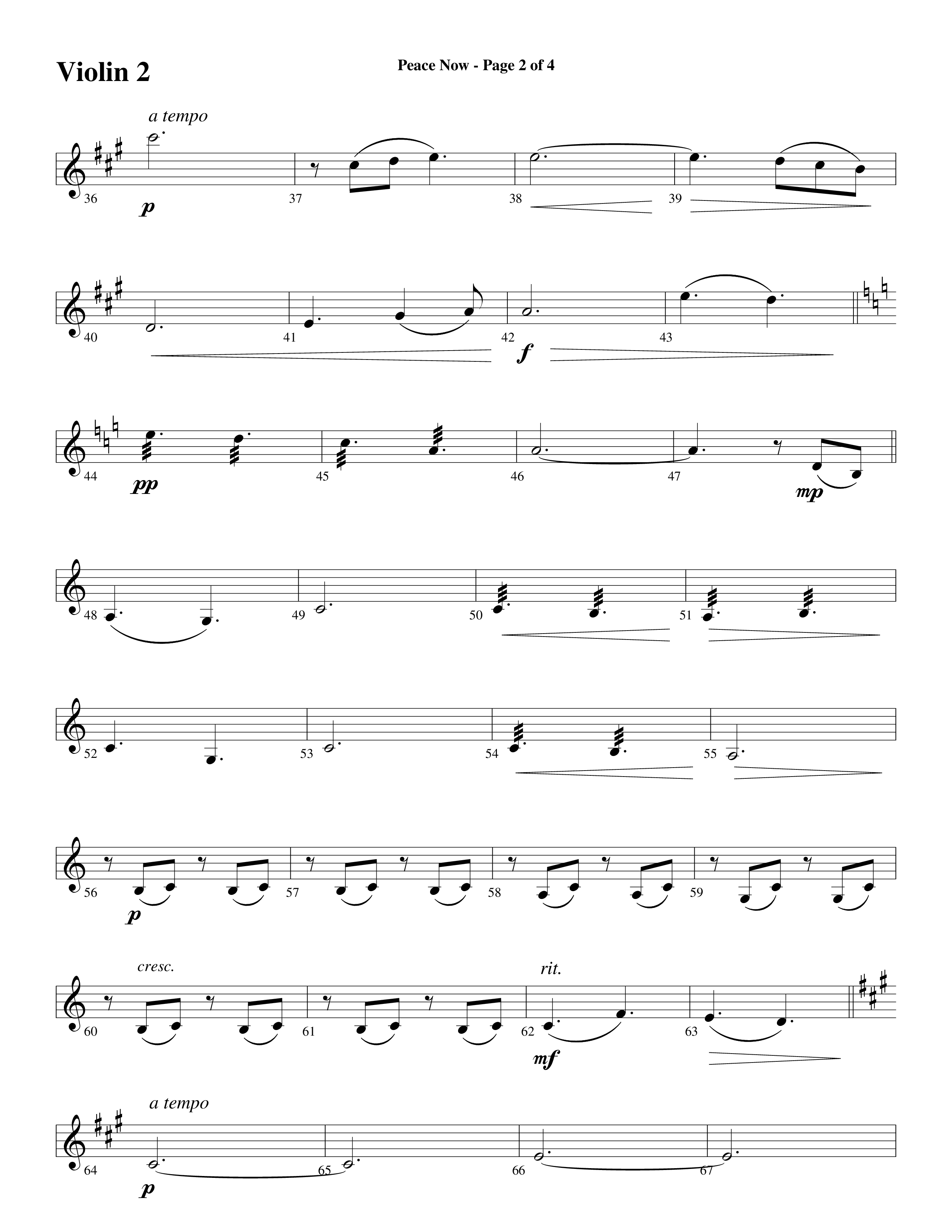 Peace Now (Choral Anthem SATB) Violin 2 (Word Music Choral / Arr. Phillip Keveren)