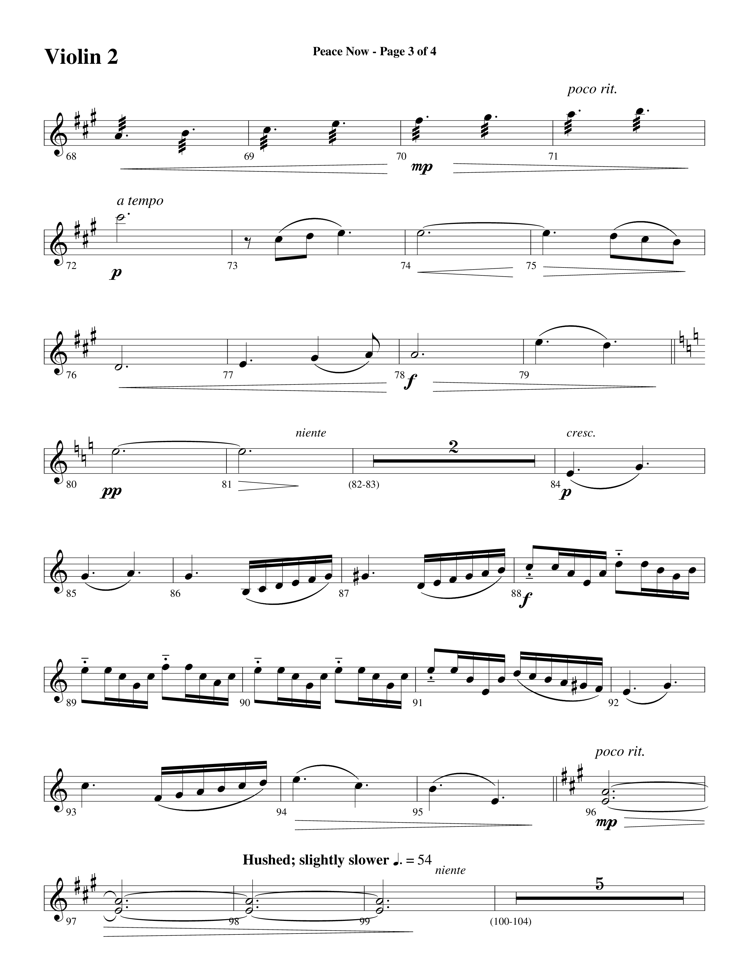 Peace Now (Choral Anthem SATB) Violin 2 (Word Music Choral / Arr. Phillip Keveren)