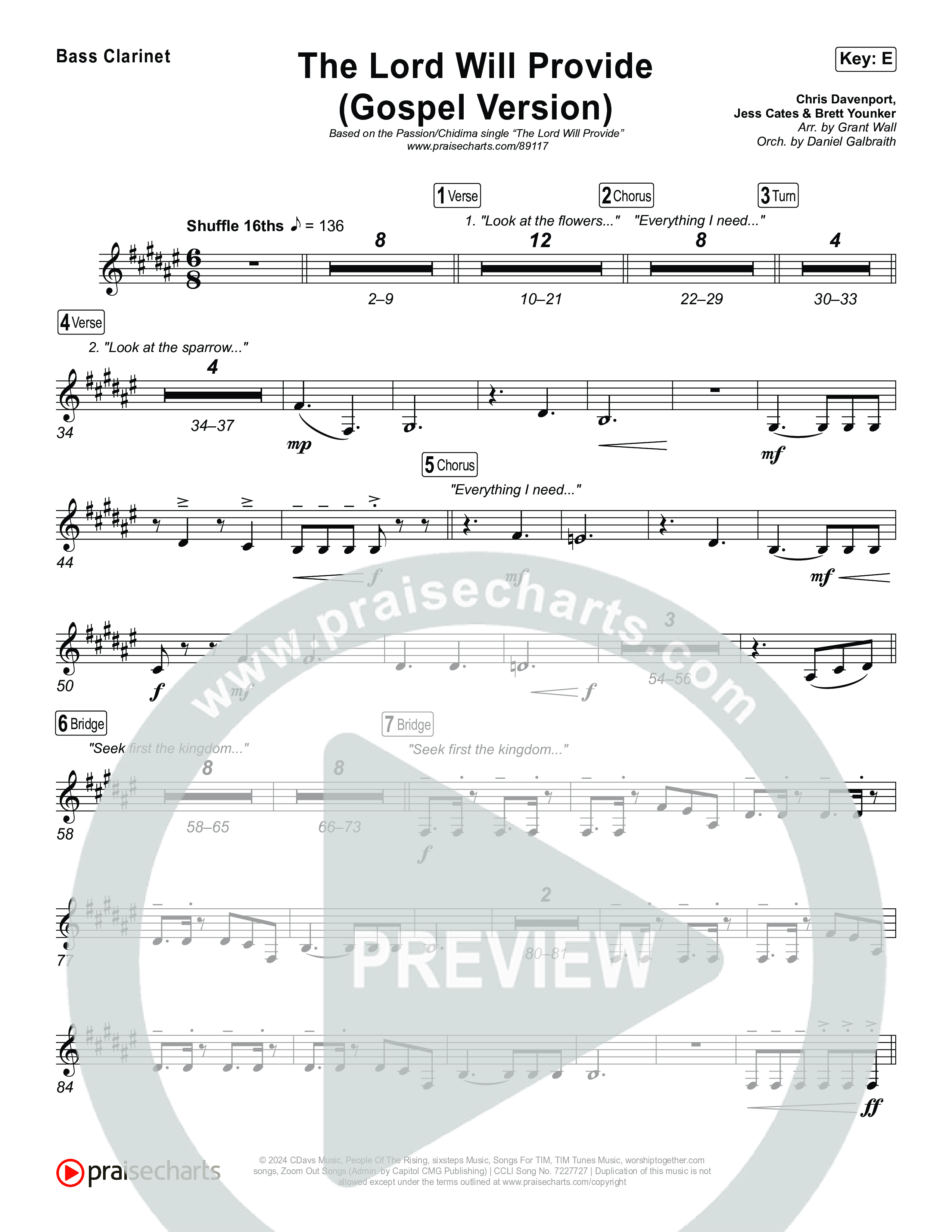 The Lord Will Provide (Gospel Version) (Live) Bass Clarinet (Passion / Chidima)