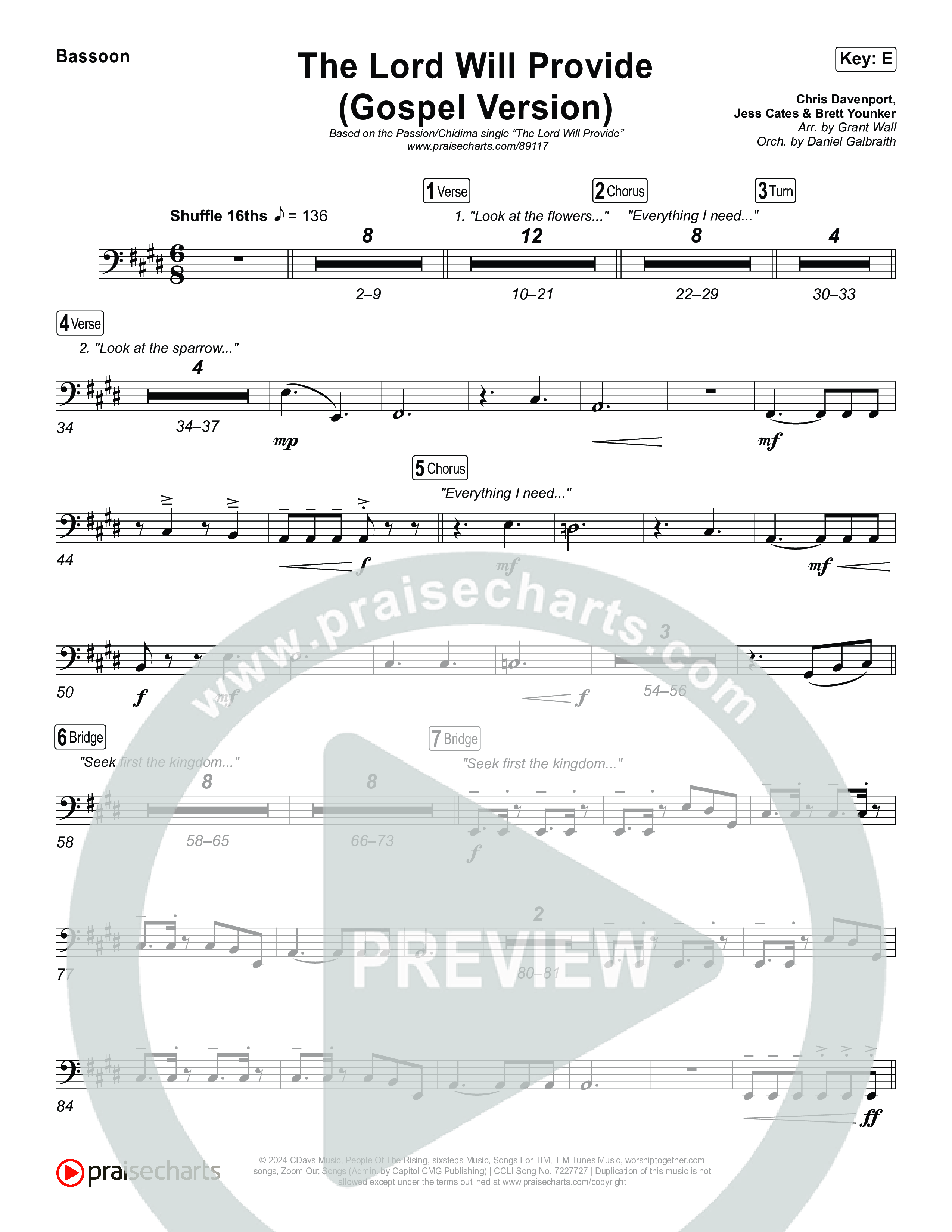 The Lord Will Provide (Gospel Version) (Live) Bassoon (Passion / Chidima)