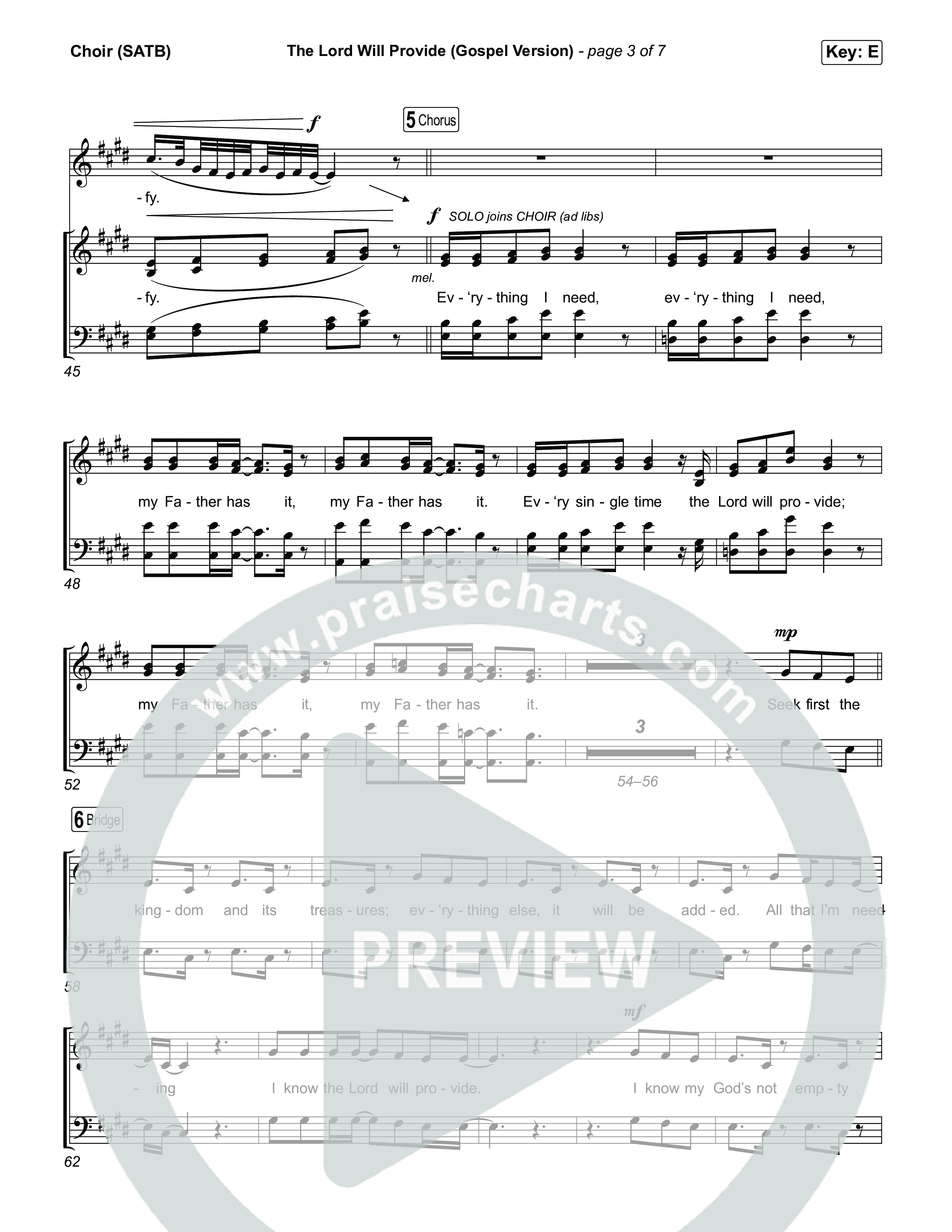 The Lord Will Provide (Gospel Version) (Live) Choir Sheet (SATB) (Passion / Chidima)
