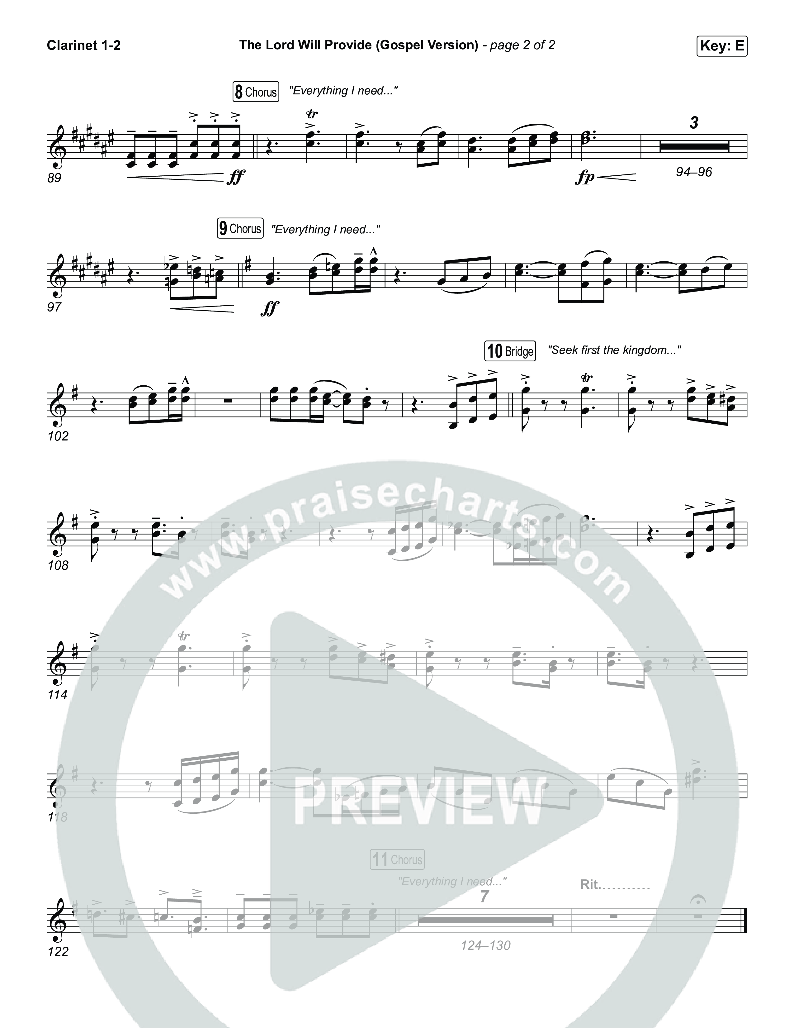 The Lord Will Provide (Gospel Version) (Live) Clarinet 1,2 (Passion / Chidima)