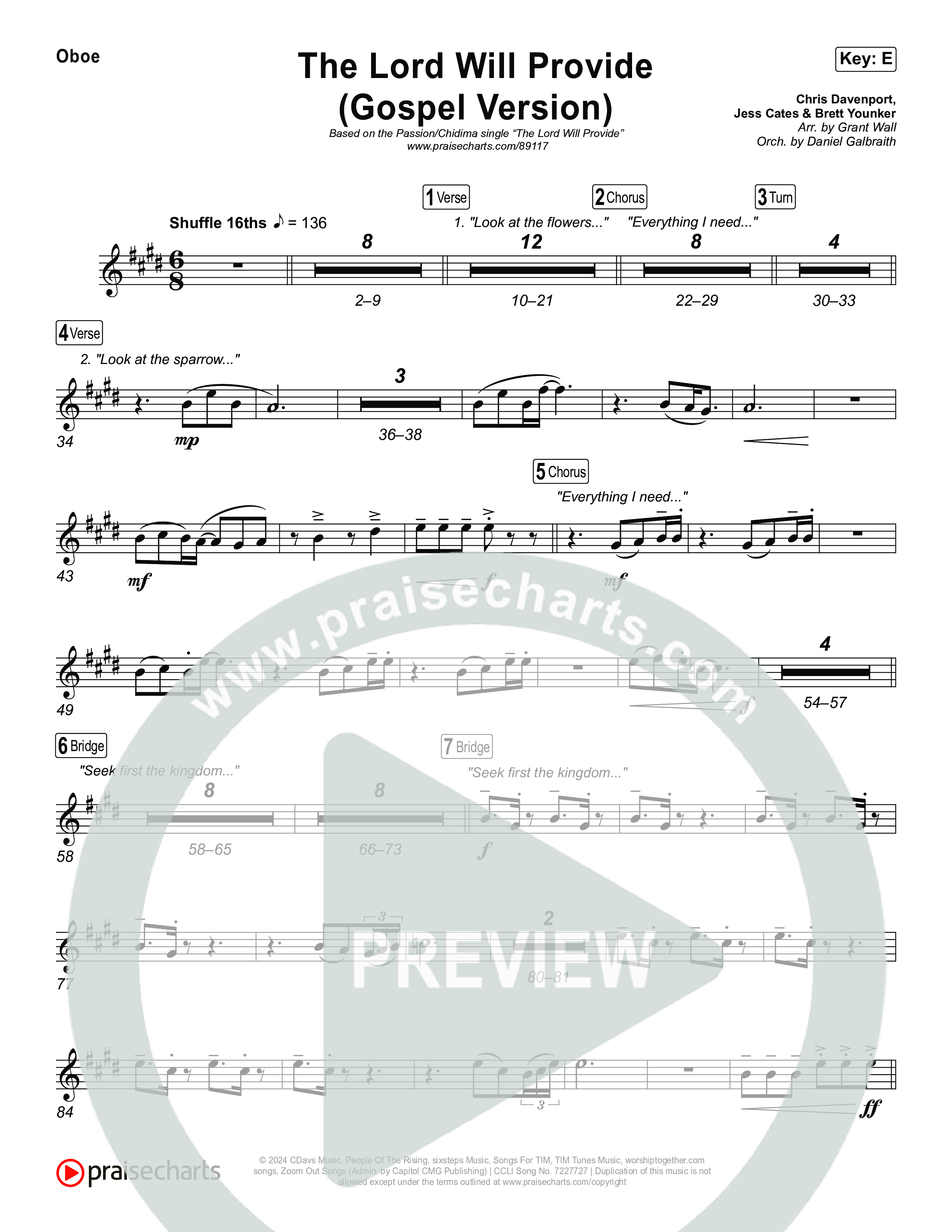 The Lord Will Provide (Gospel Version) (Live) Oboe (Passion / Chidima)