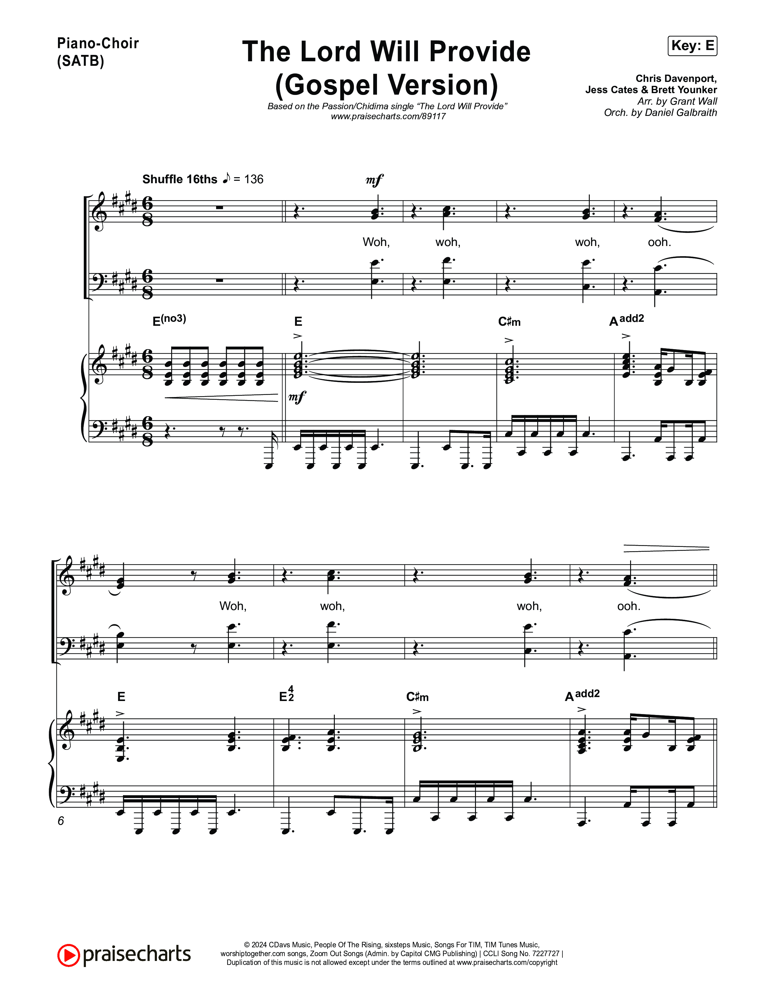 The Lord Will Provide (Gospel Version) (Live) Piano/Vocal Pack (Passion / Chidima)