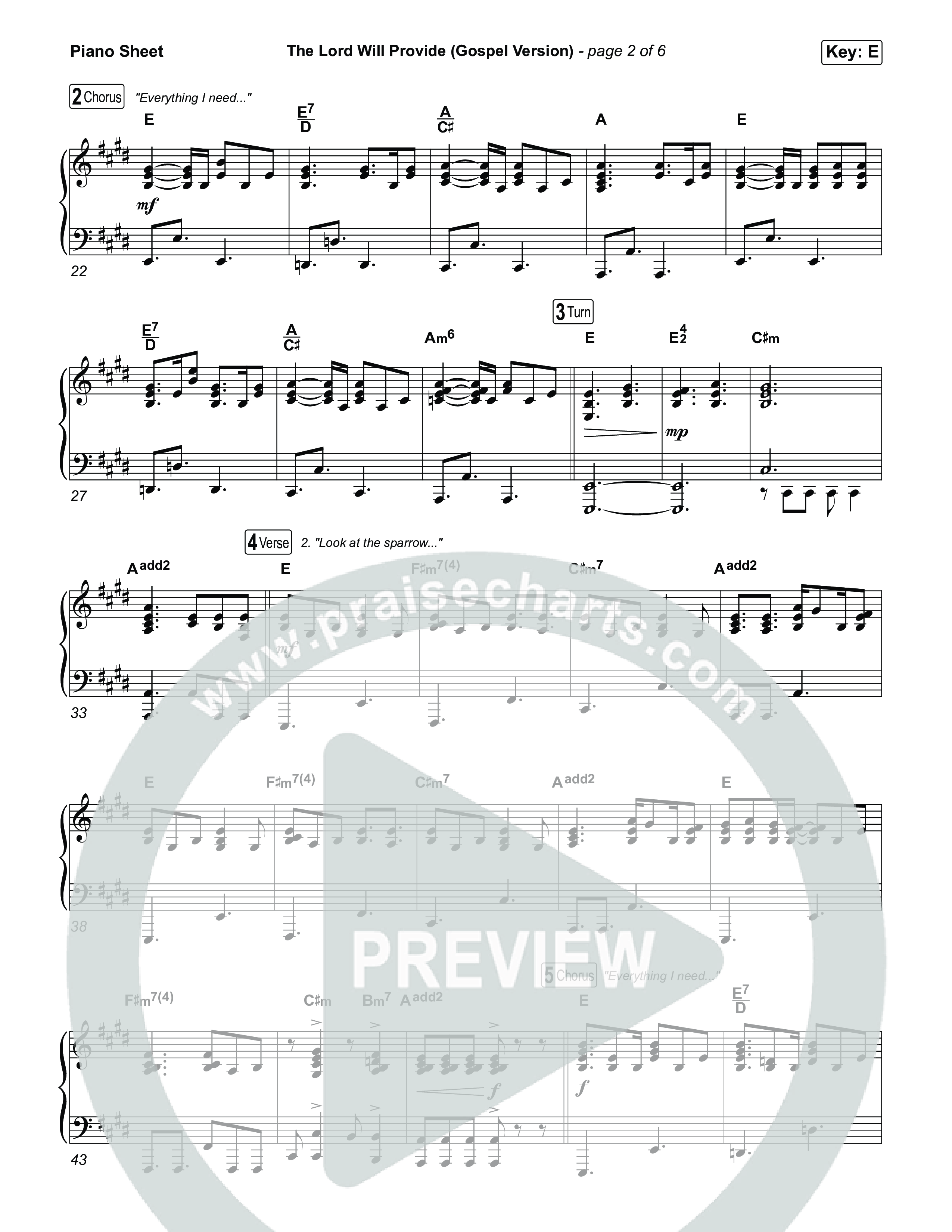 The Lord Will Provide (Gospel Version) (Live) Piano Sheet (Passion / Chidima)