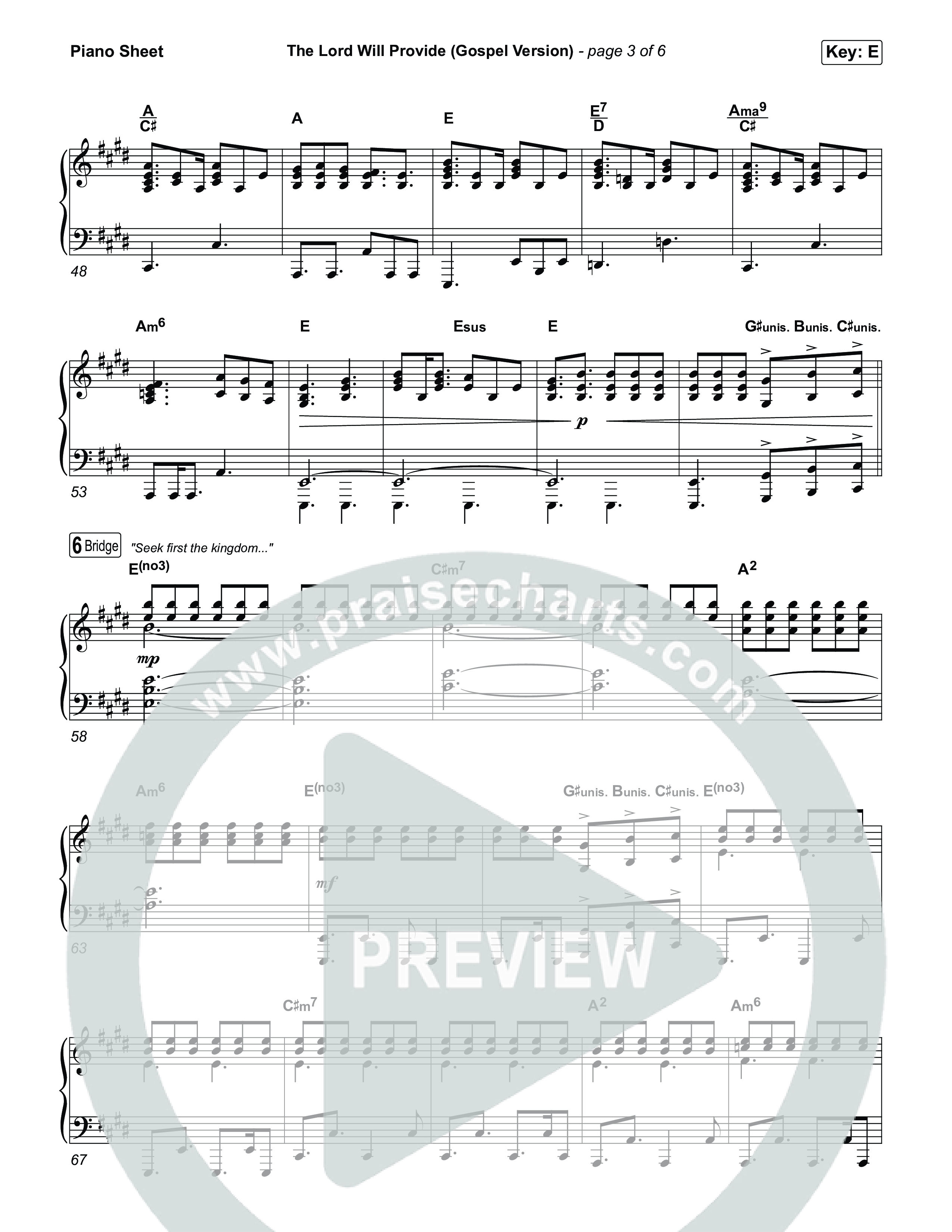 The Lord Will Provide (Gospel Version) (Live) Piano Sheet (Passion / Chidima)